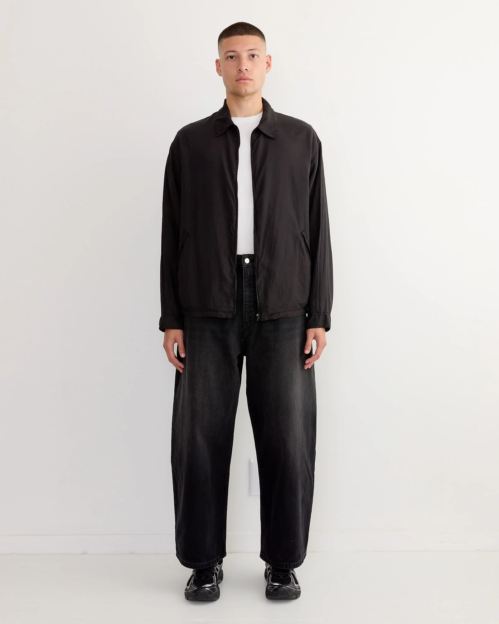 Silk Garment Dyed Blouson in Black - Image 2
