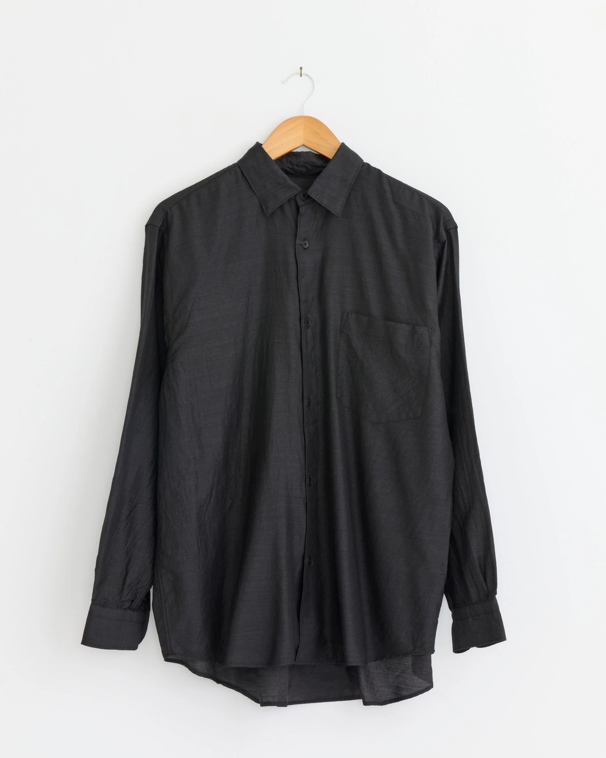 Wool Silk Shirt in Charcoal