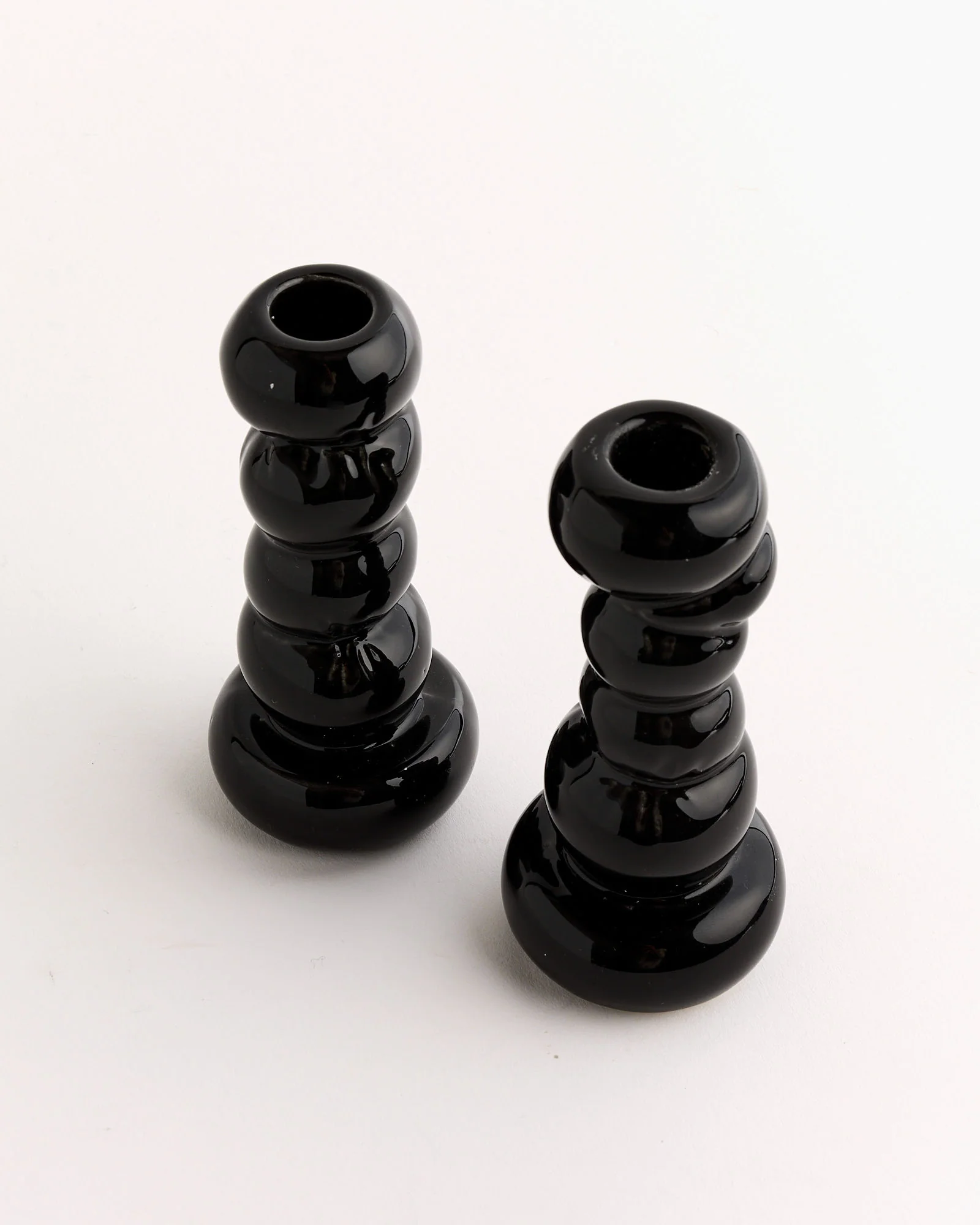 Misfits Set Of 2 Candleholder in Gloss Black - Image 3