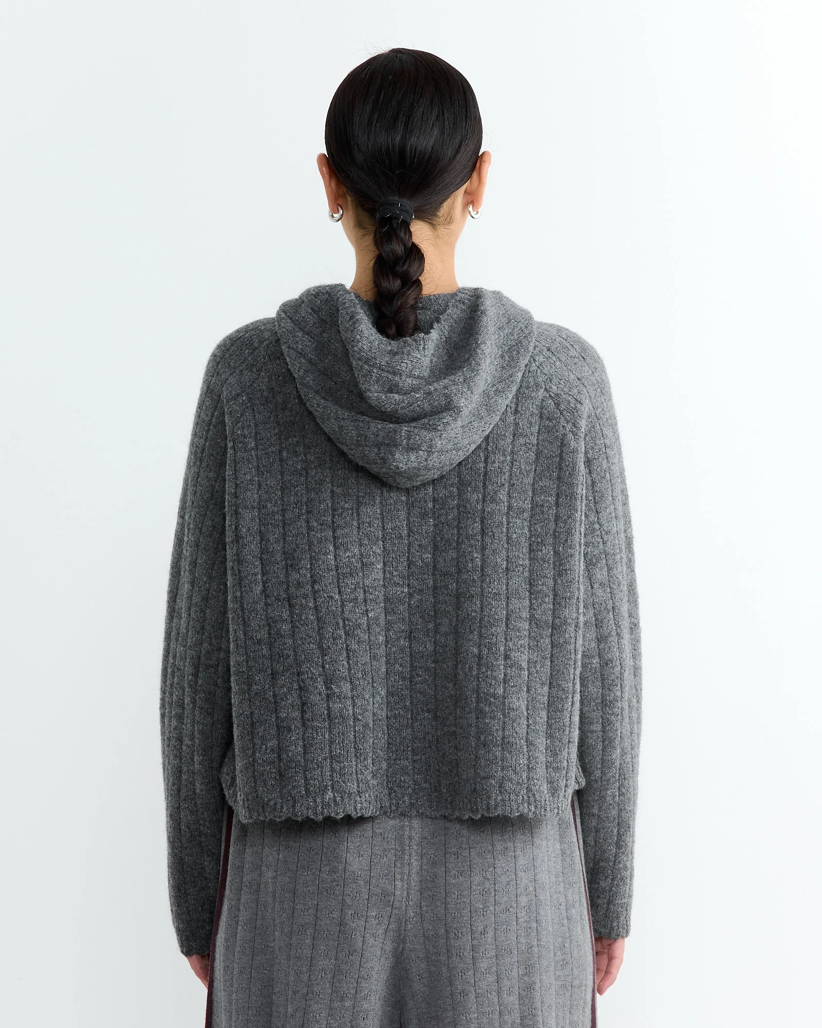Baby Alpaca Hooded Sweater in Grey - Image 5