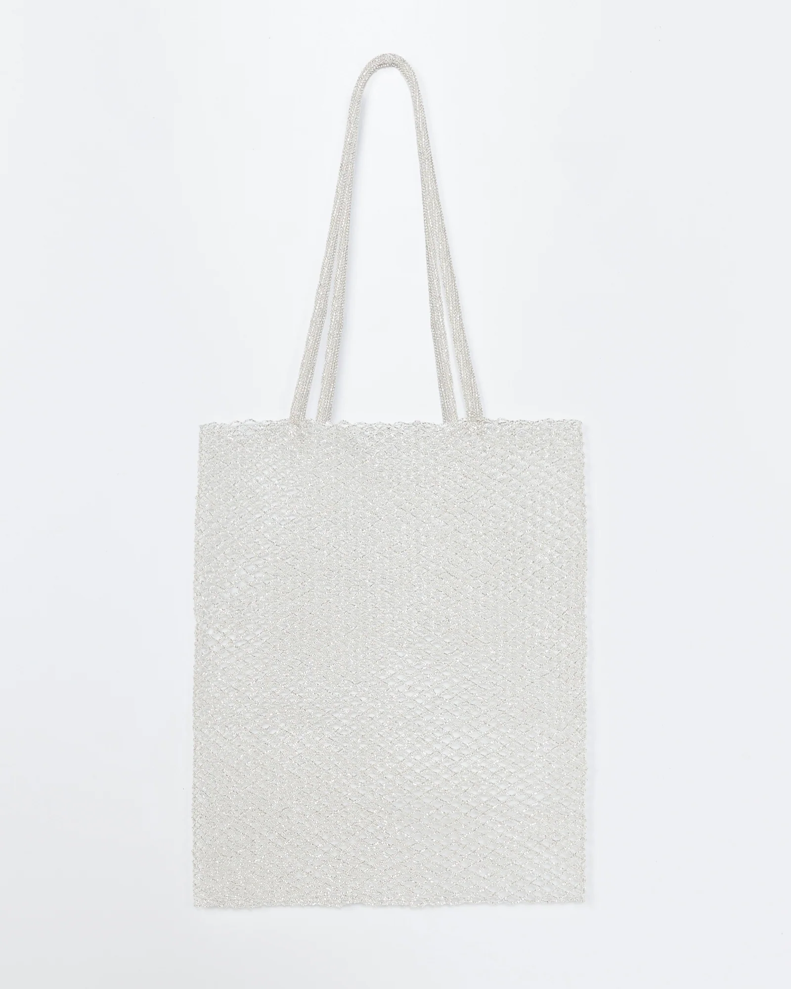 Beaded Tote Bag in Silver