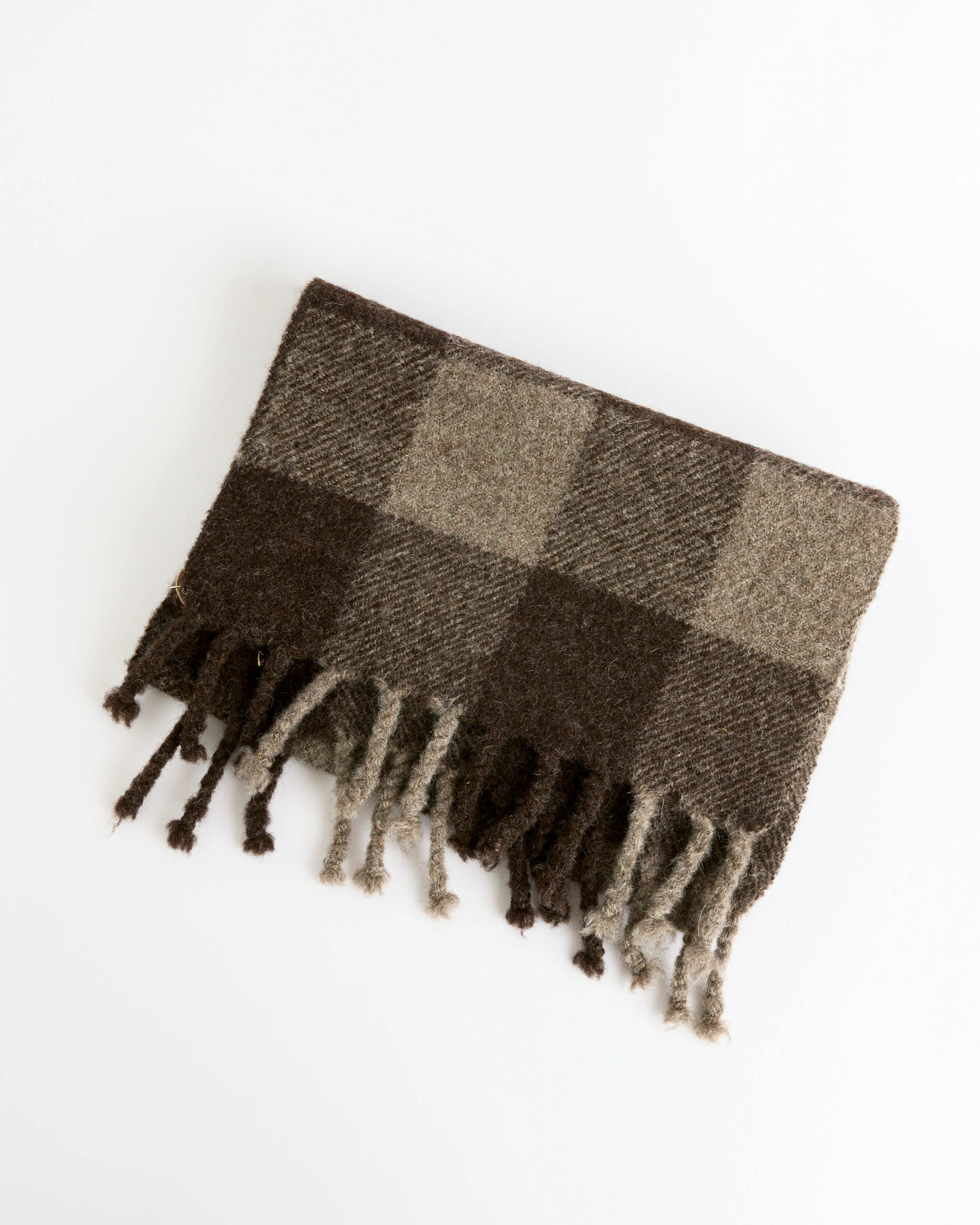 Felted Blanket Scarf Broad Check in Sheep's Black