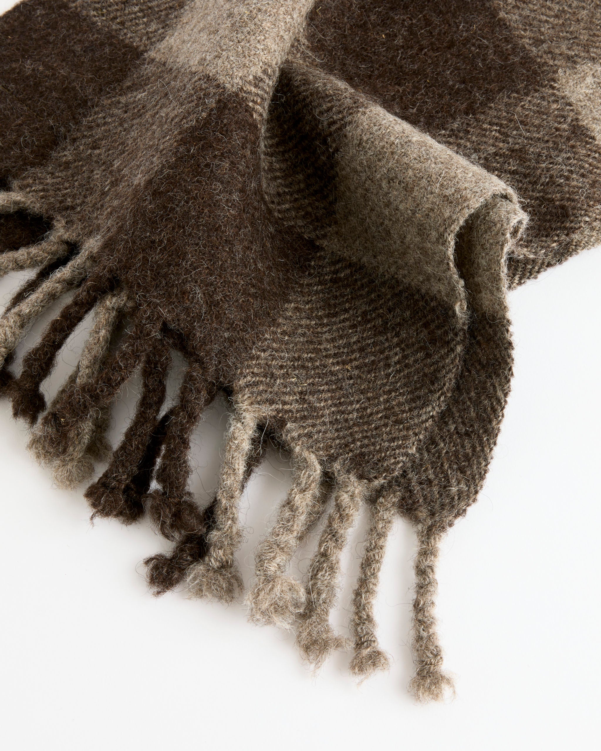 Felted Blanket Scarf Broad Check in Sheep's Black - Image 2