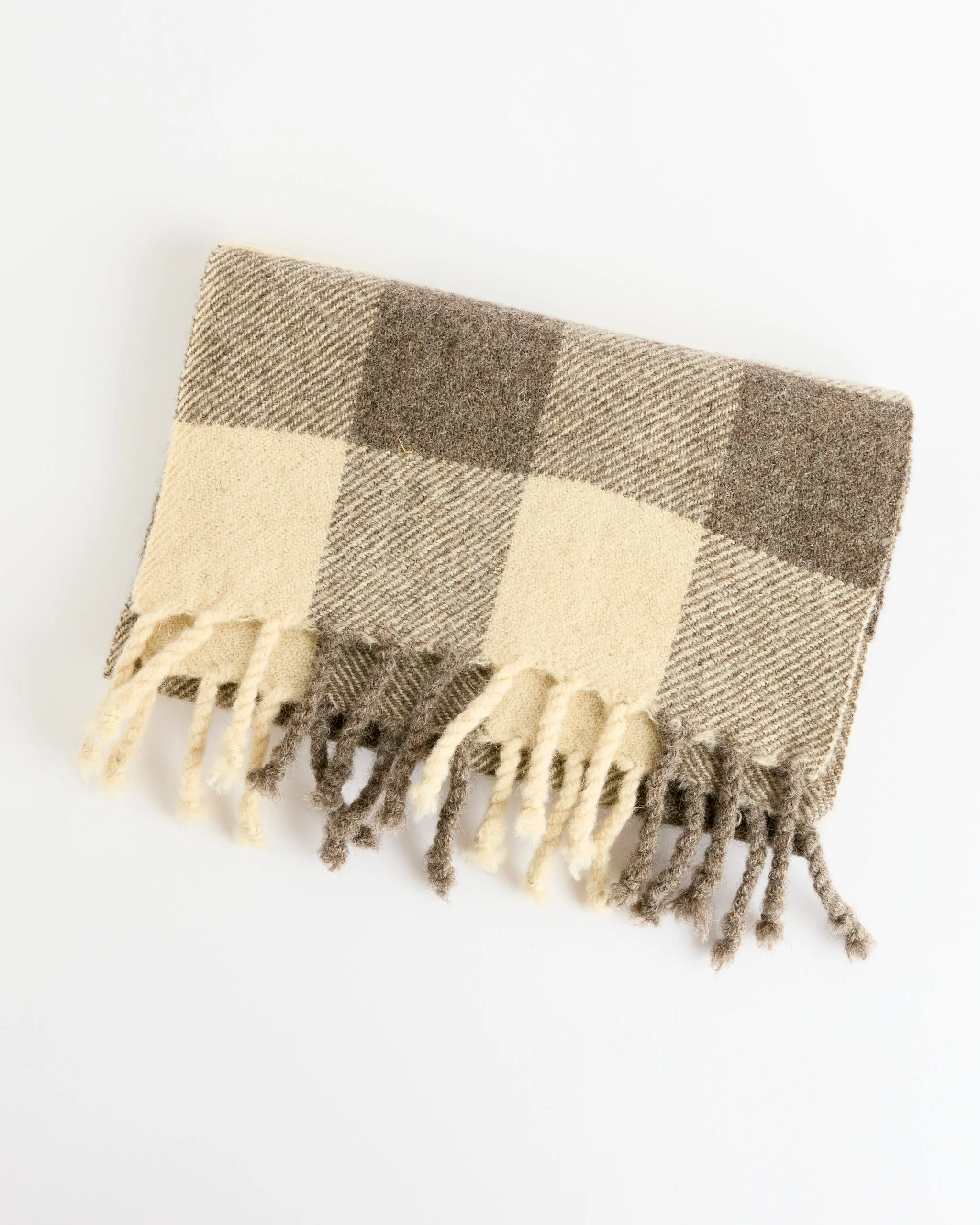 Felted Blanket Scarf Broad Check in Sheep's Grey