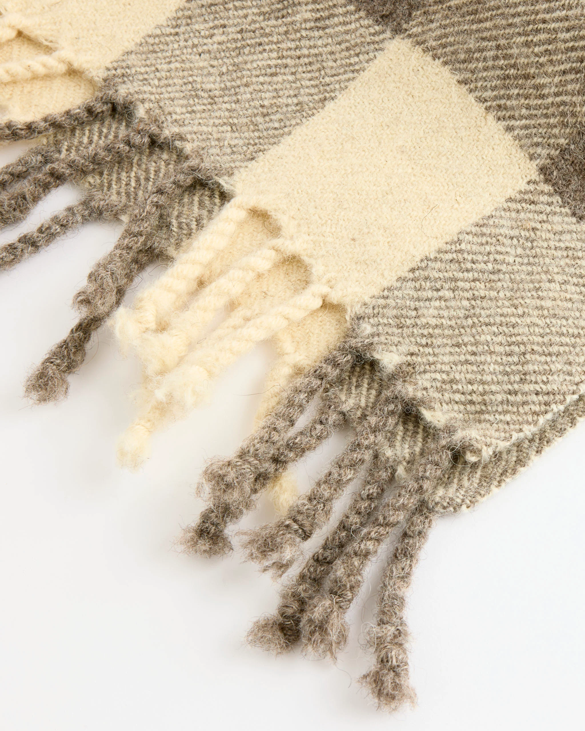 Felted Blanket Scarf Broad Check in Sheep's Grey - Image 2