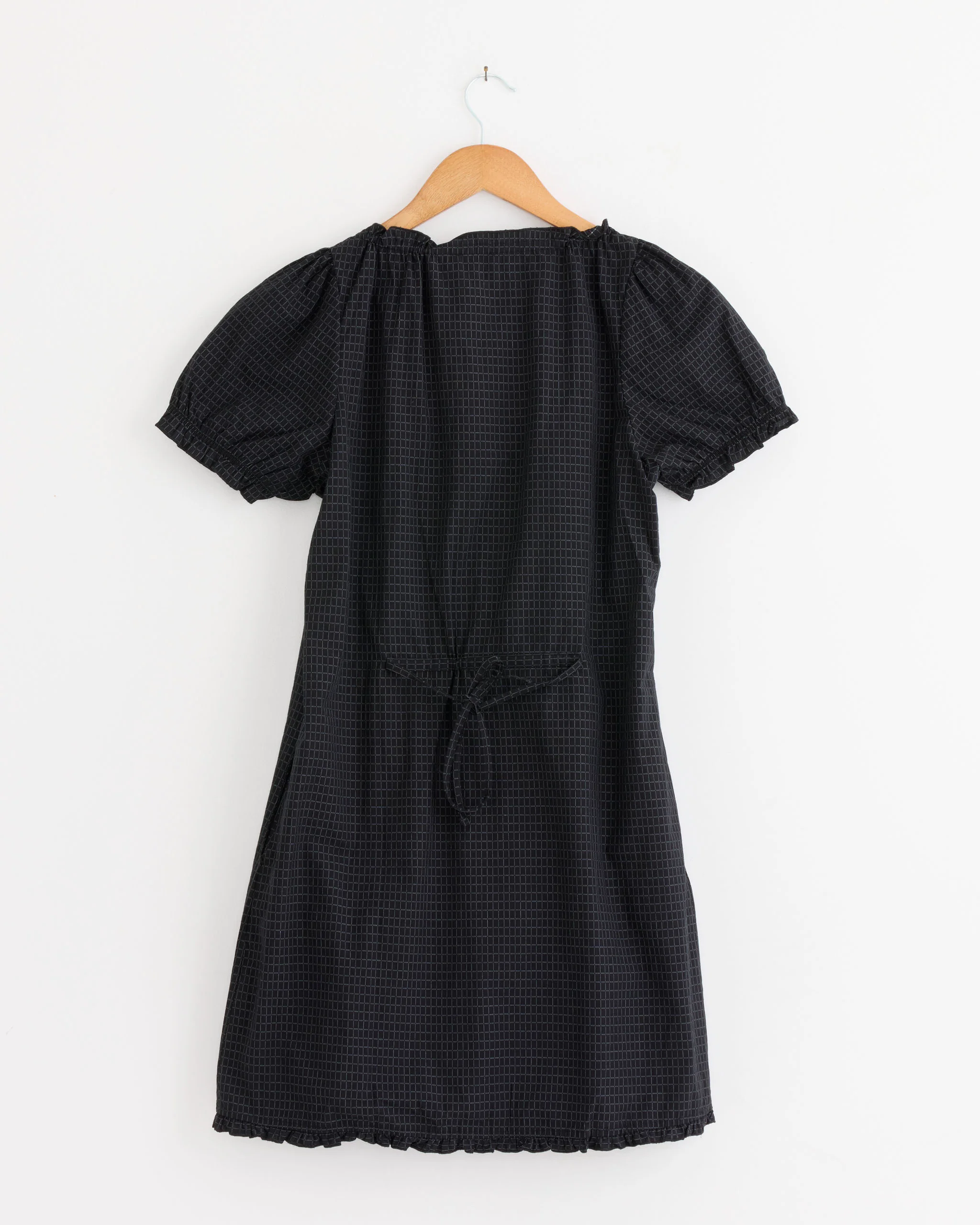 Buttoned Mini Dress in Mono Grid - Image 3