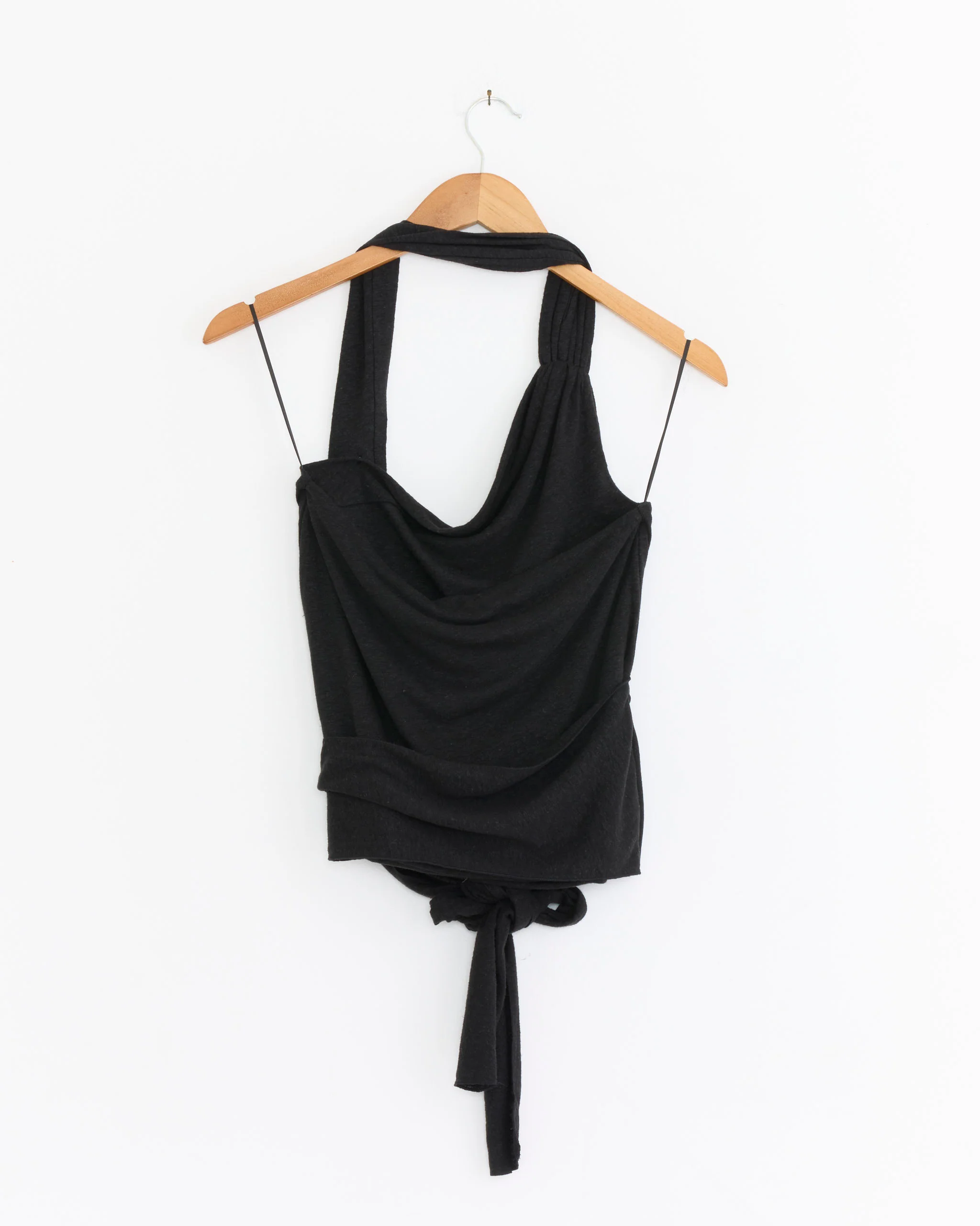 Drape Halter Top in Black - Image 4