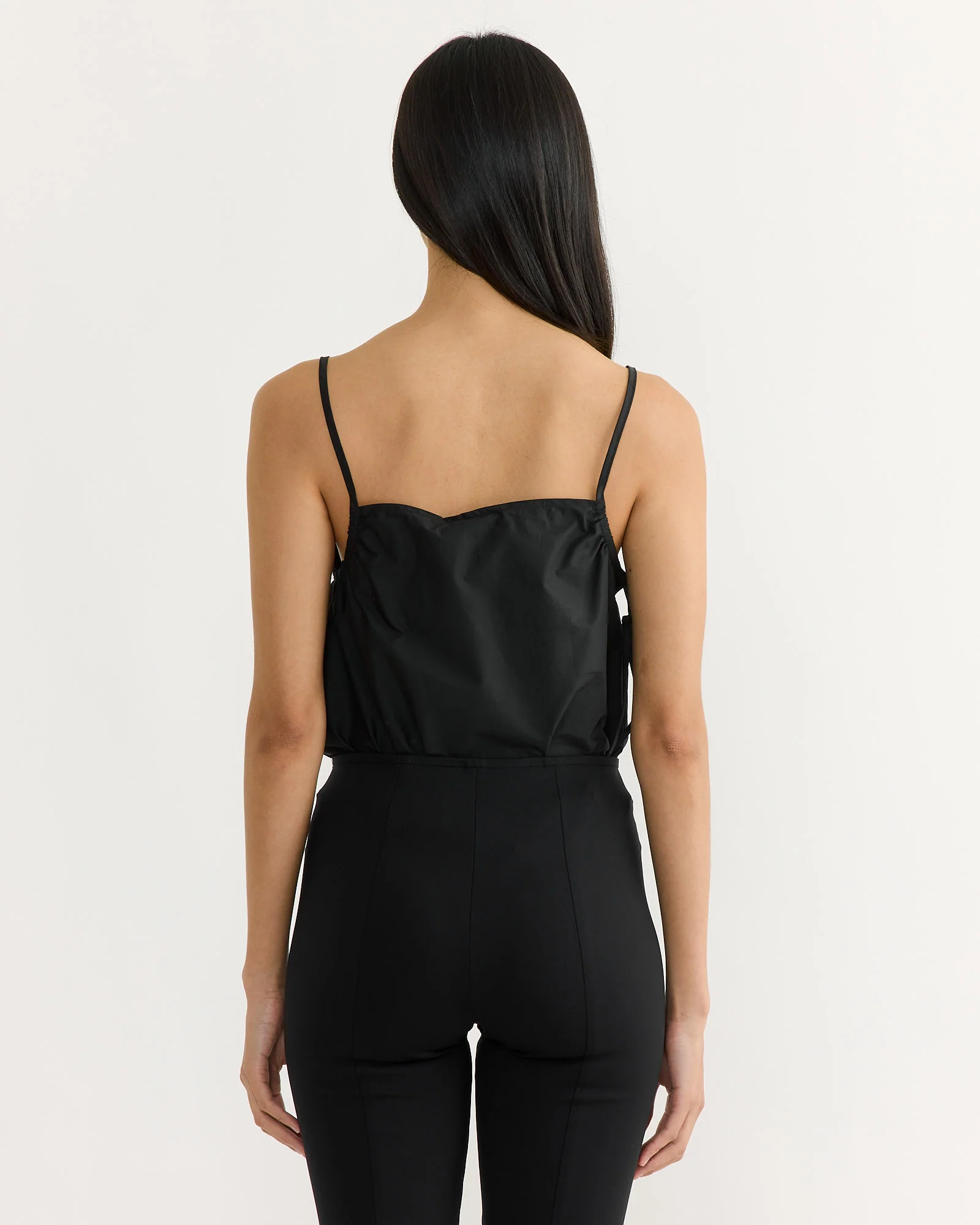 Gathered Strap Top in Black - Image 3