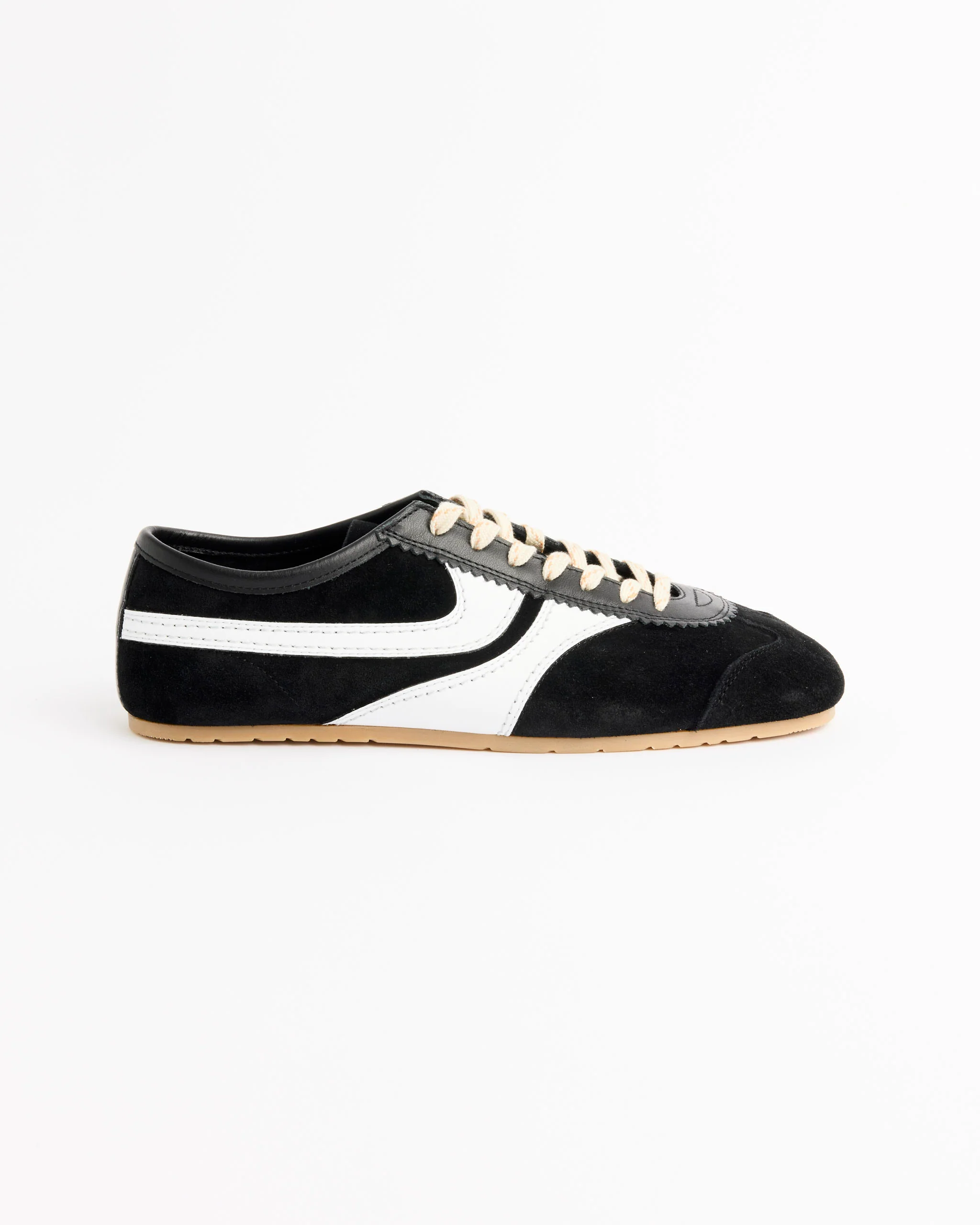 Suede Sneaker in Black/White