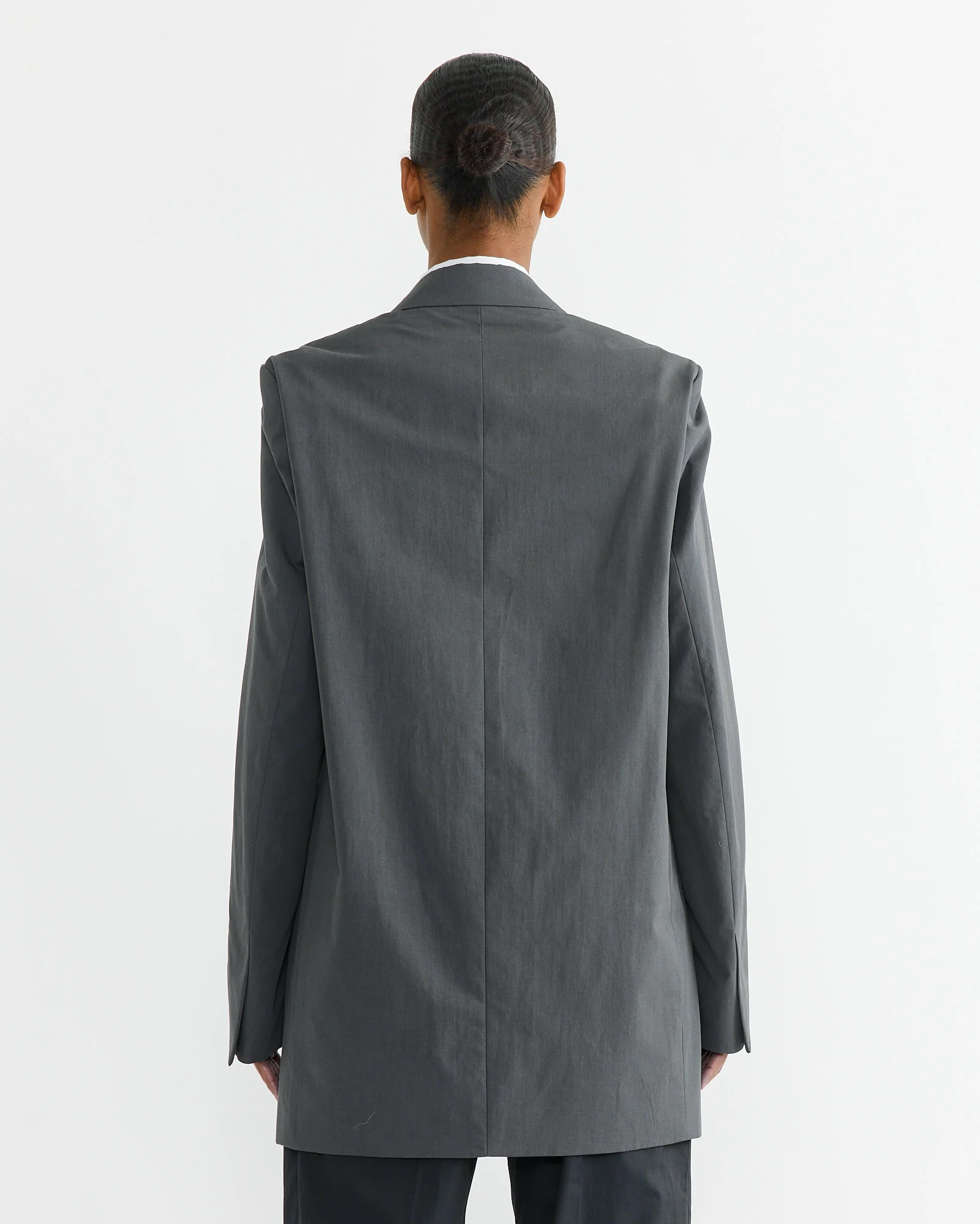 Oversized Double Breasted Jacket in Dark Grey - Image 3