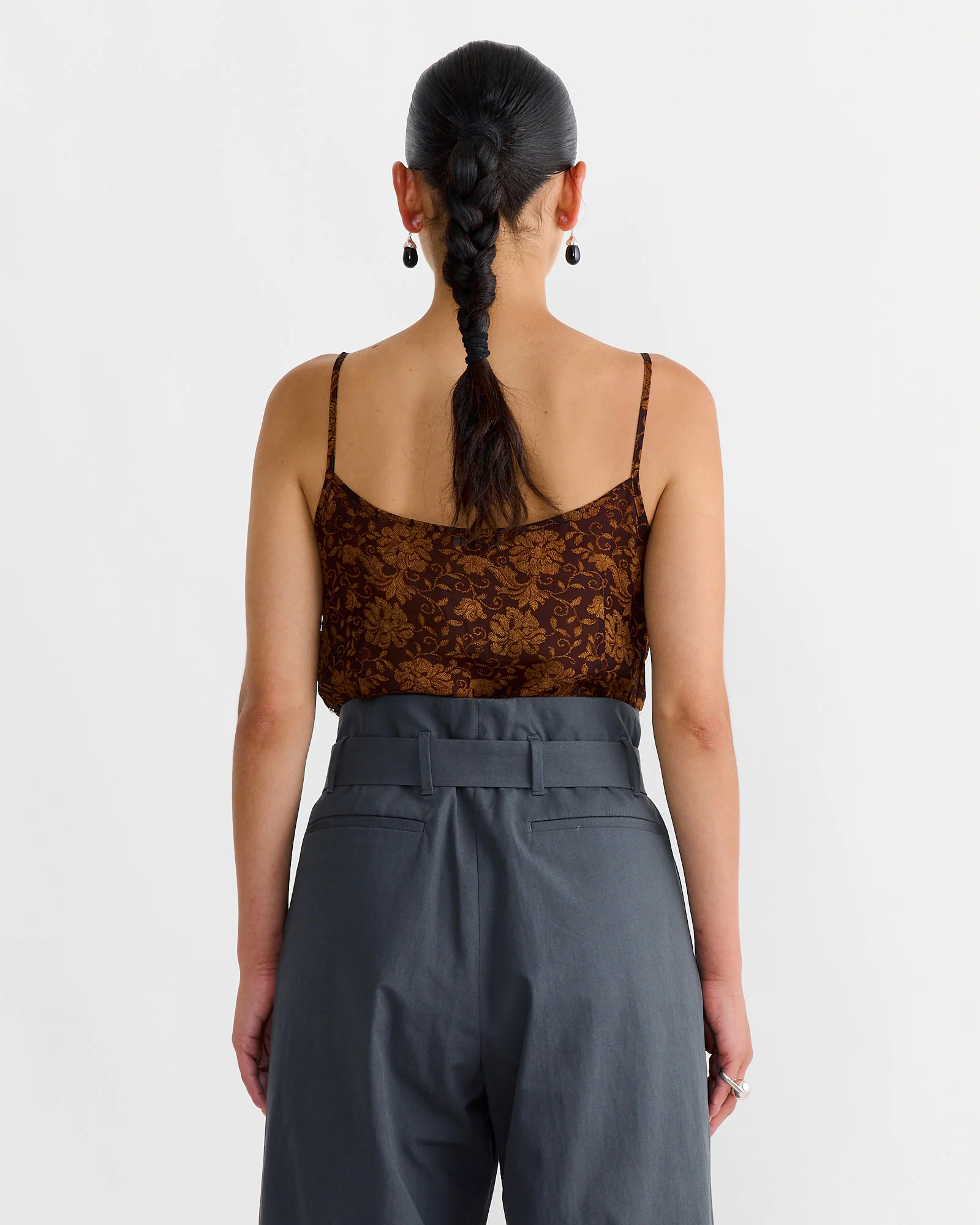 Embellished Tank Top in Dark Brown - Image 3