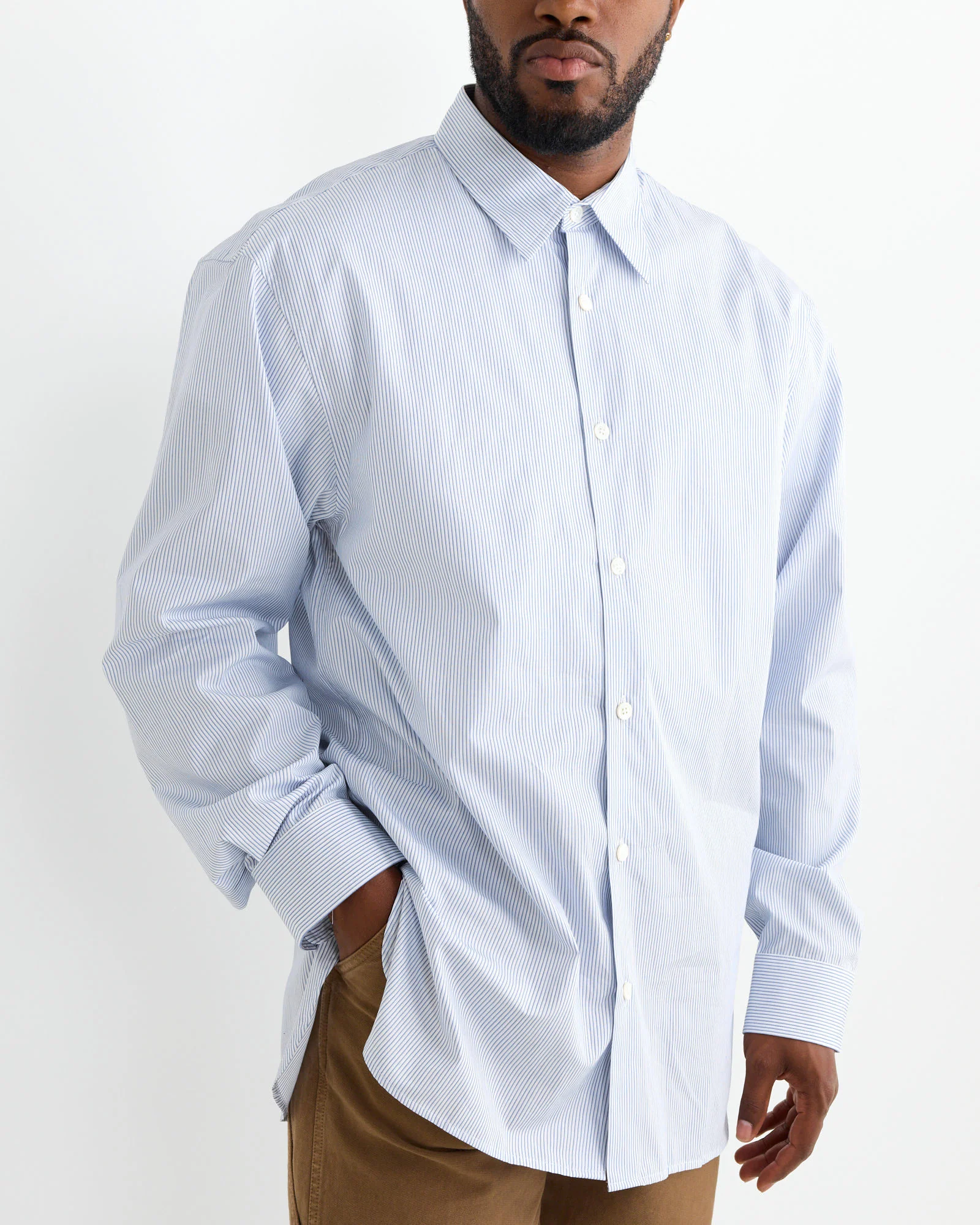 Pinstriped Button-Up Shirt in Desa - Image 3