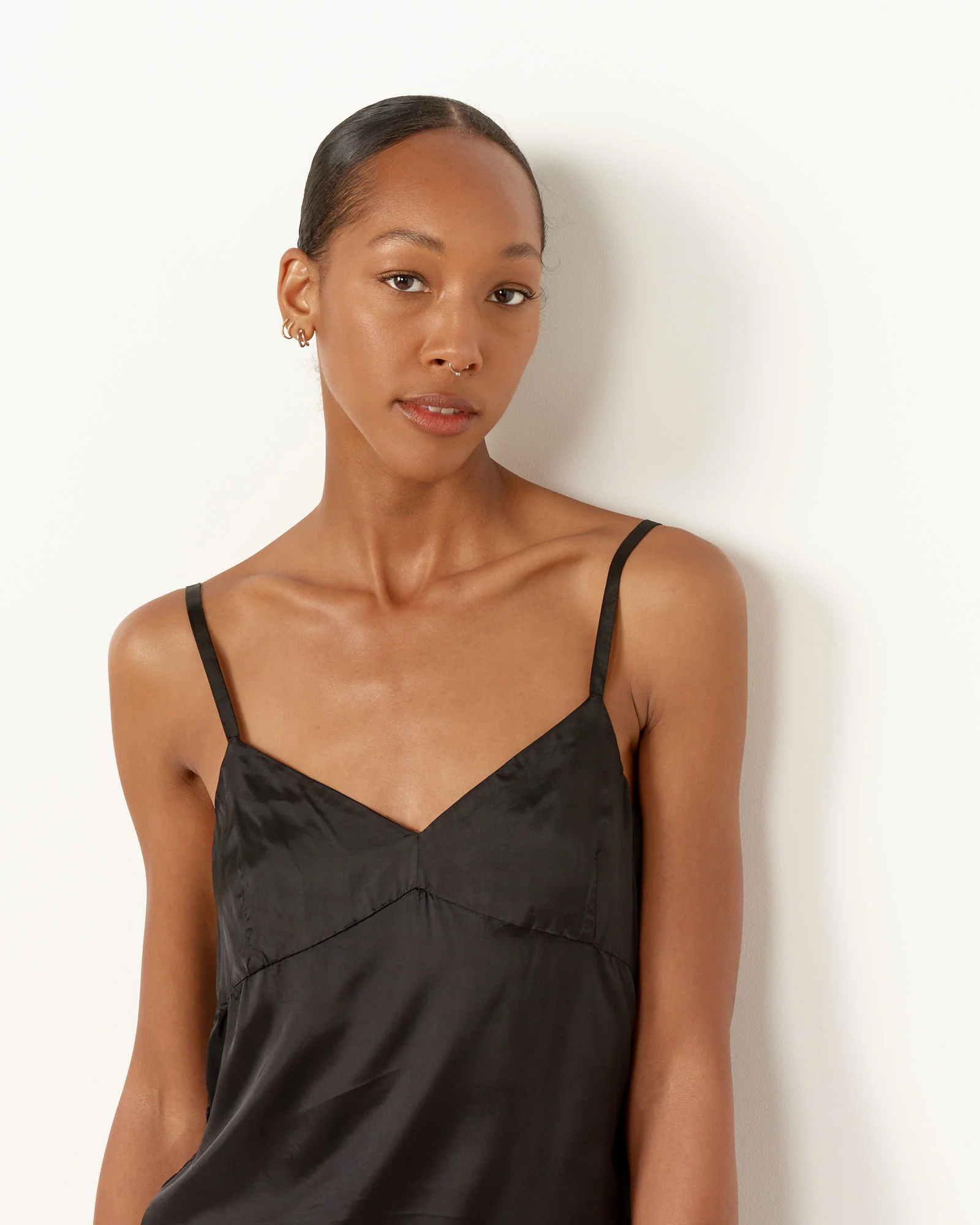 Short Slip Dress in Black - Image 2