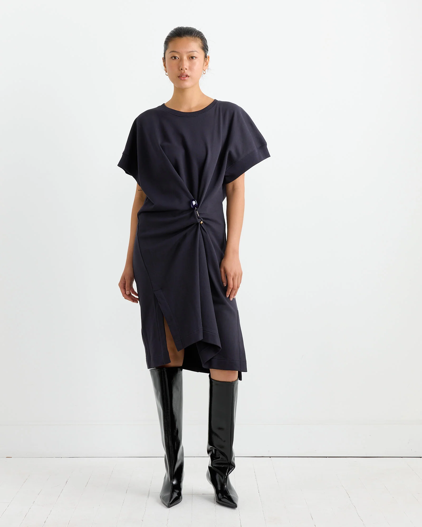 Draped Dress in Navy