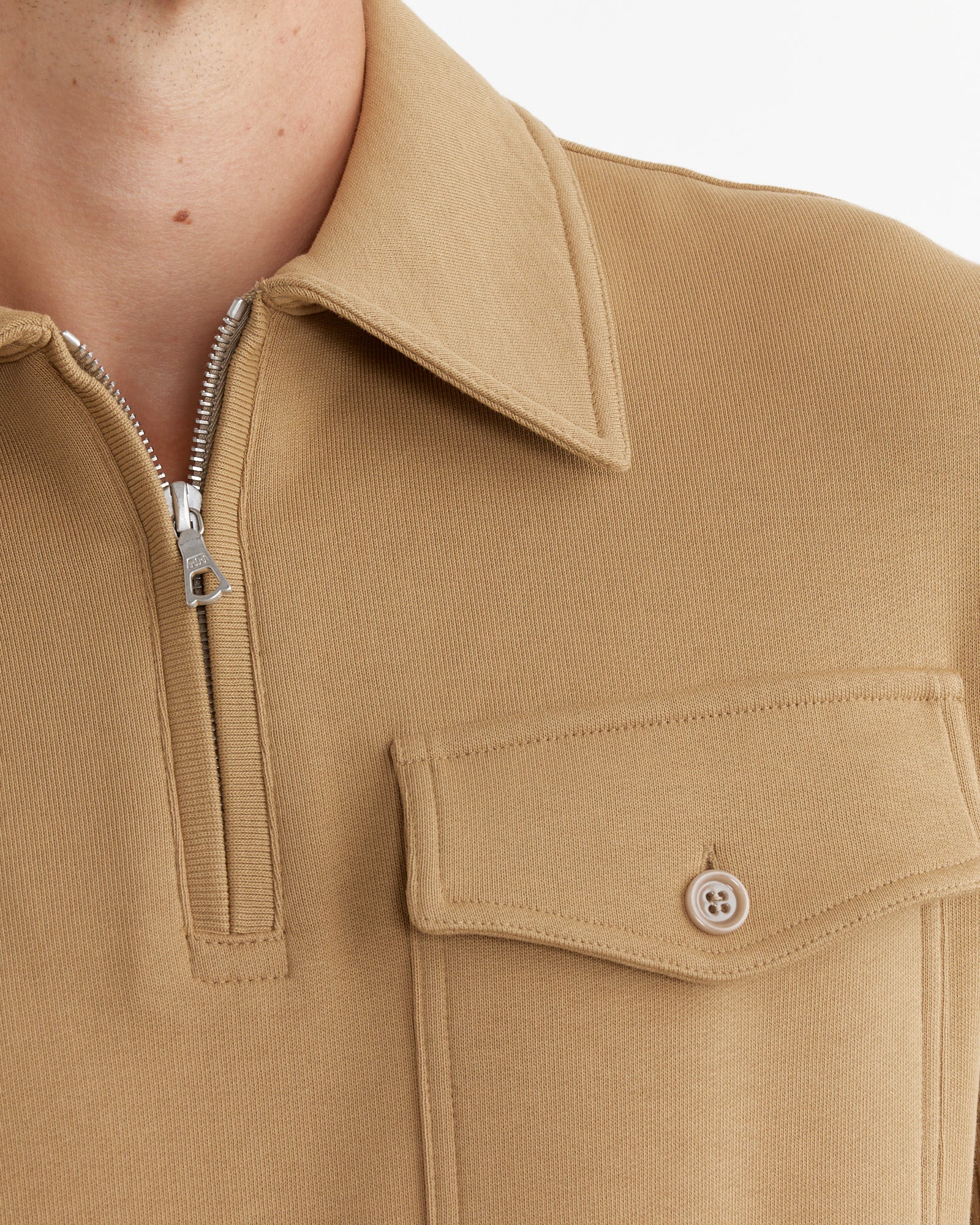 Quarter-Zip Polo Sweater in Beige - Image 3