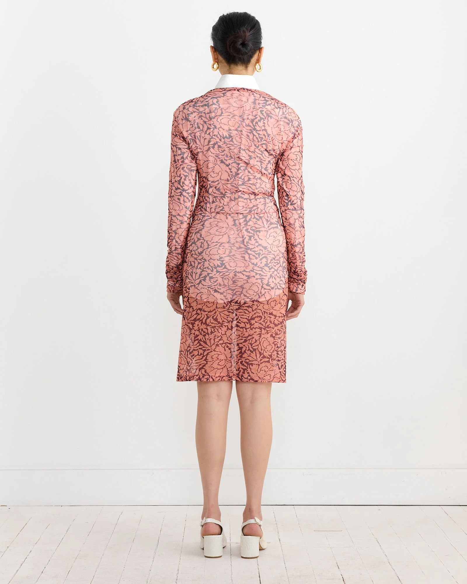 Printed Draped Top in Peach - Image 4