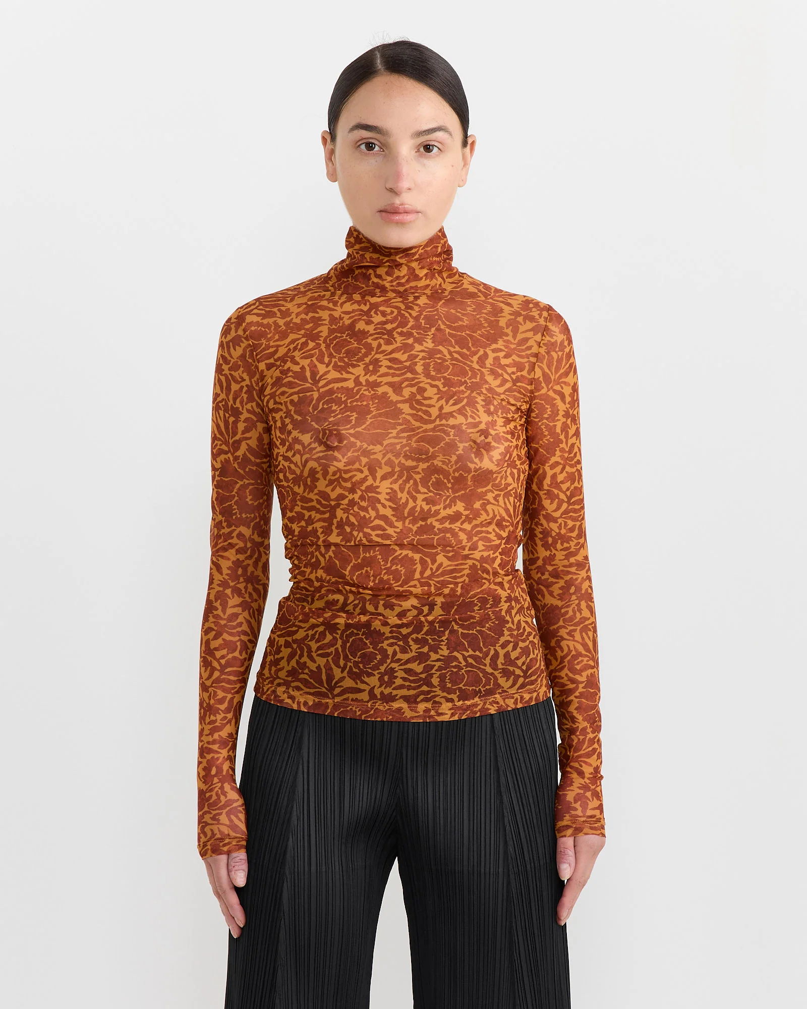 Printed Turtleneck in Orange