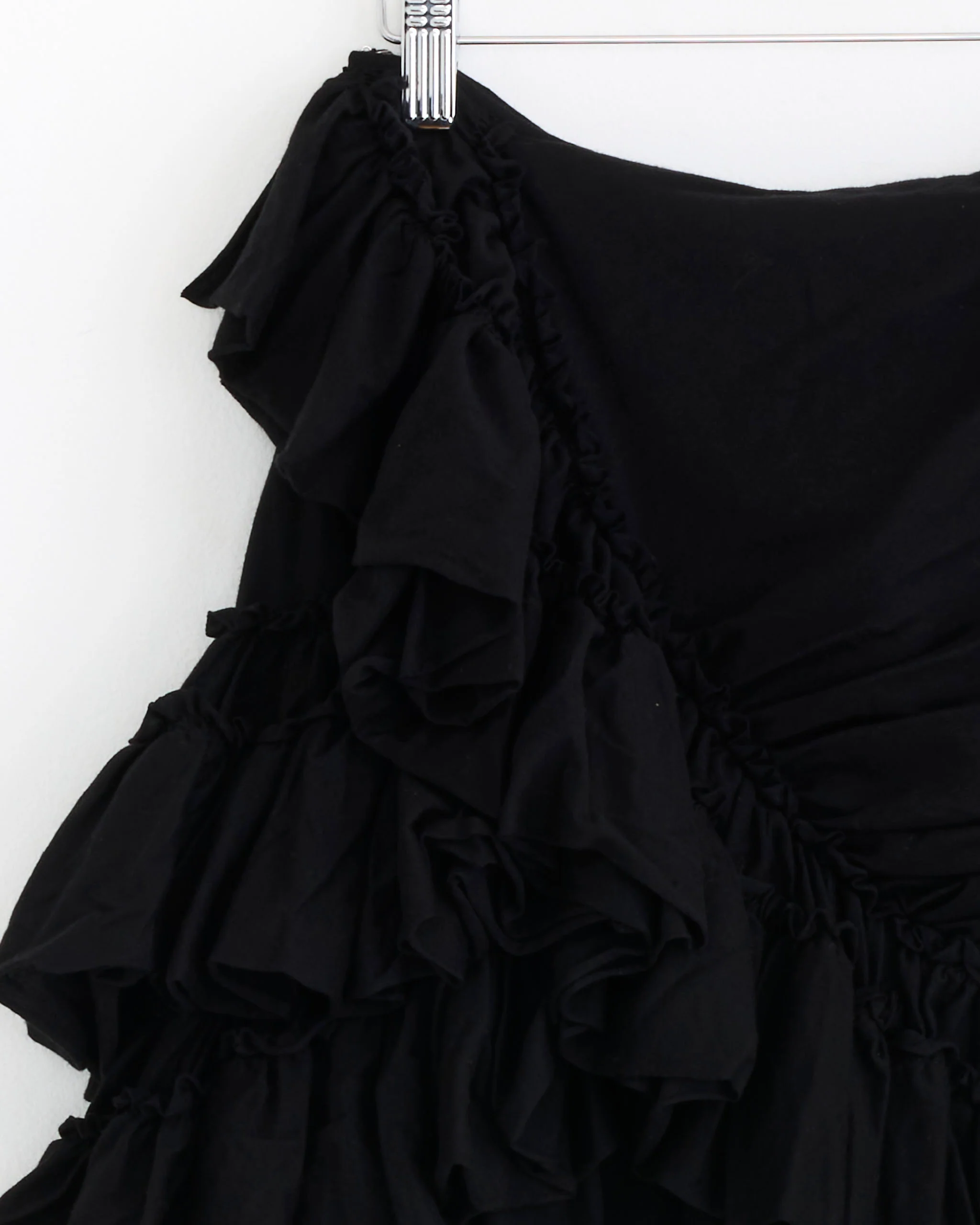 Ruffled Midi Skirt in Black - Image 2