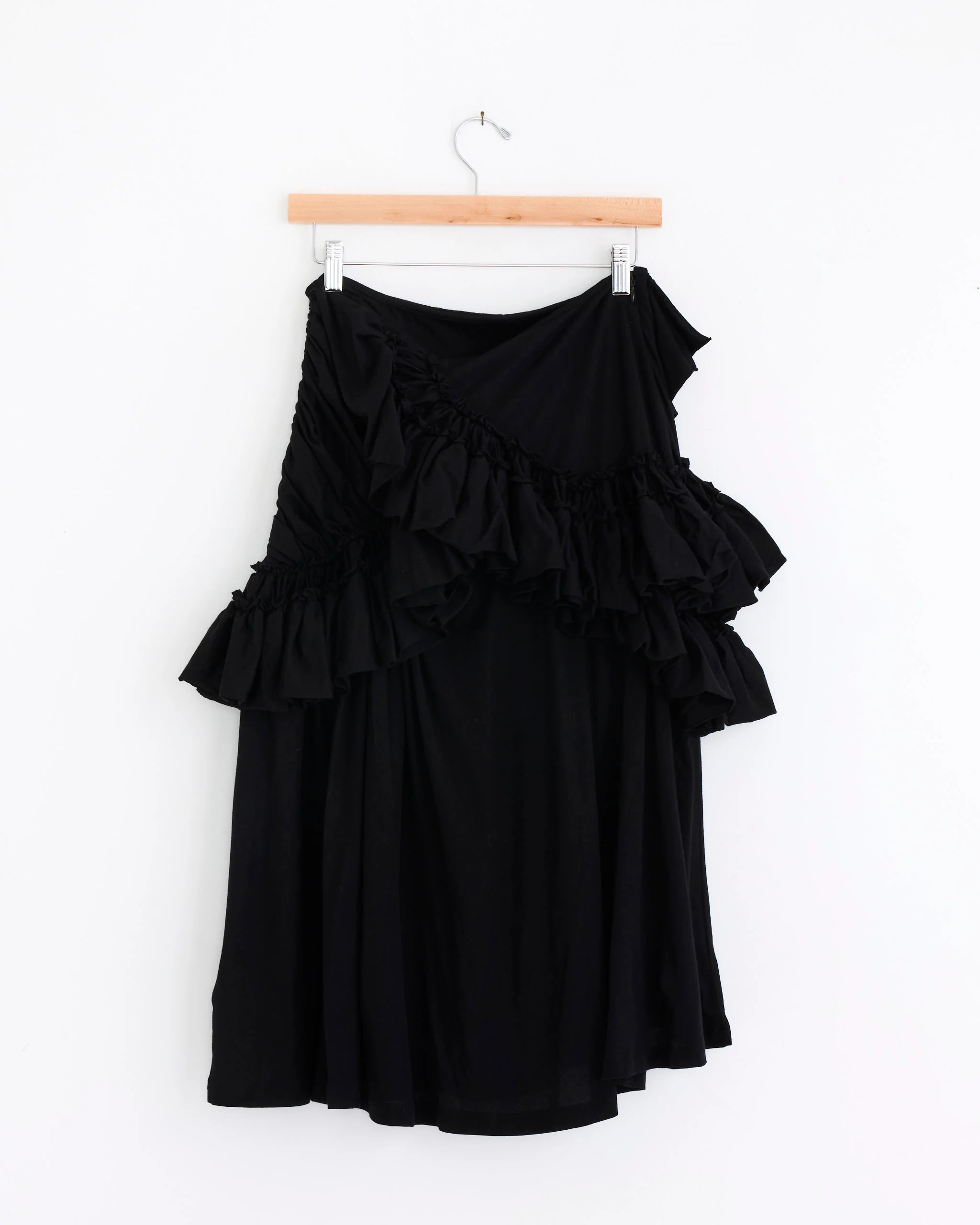 Ruffled Midi Skirt in Black - Image 3