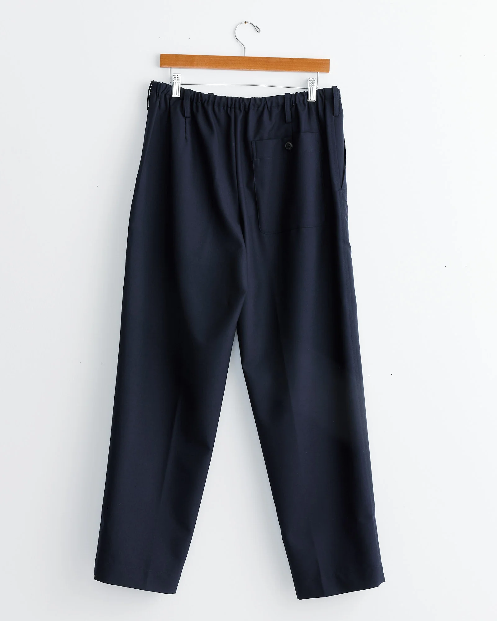 Drawstring Straight Trousers in Navy - Image 3