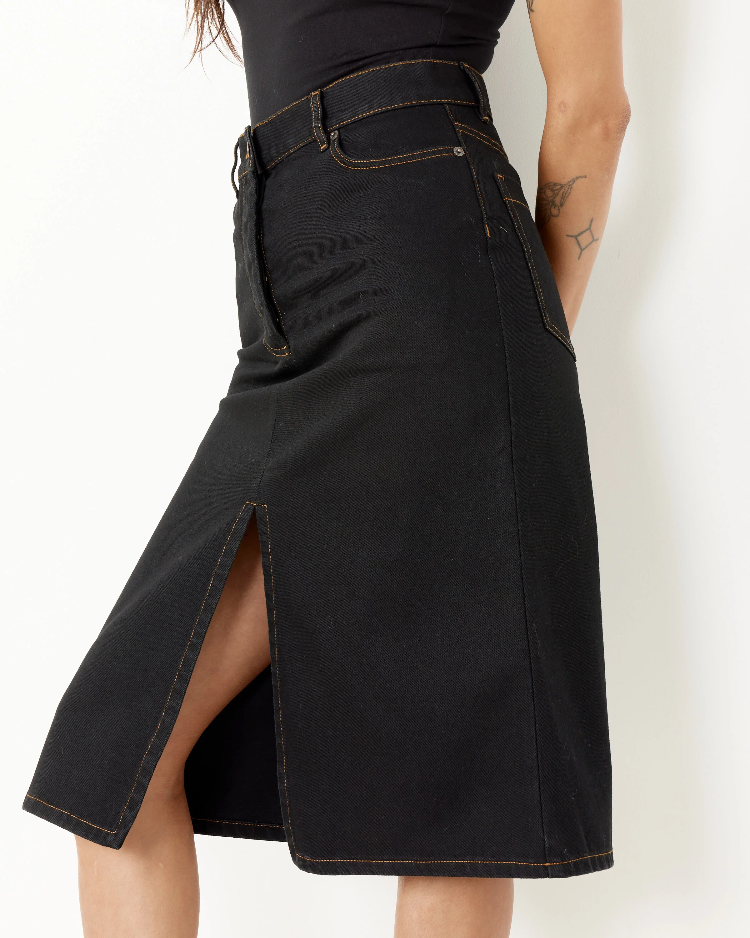 Black Denim Skirt - Image 2