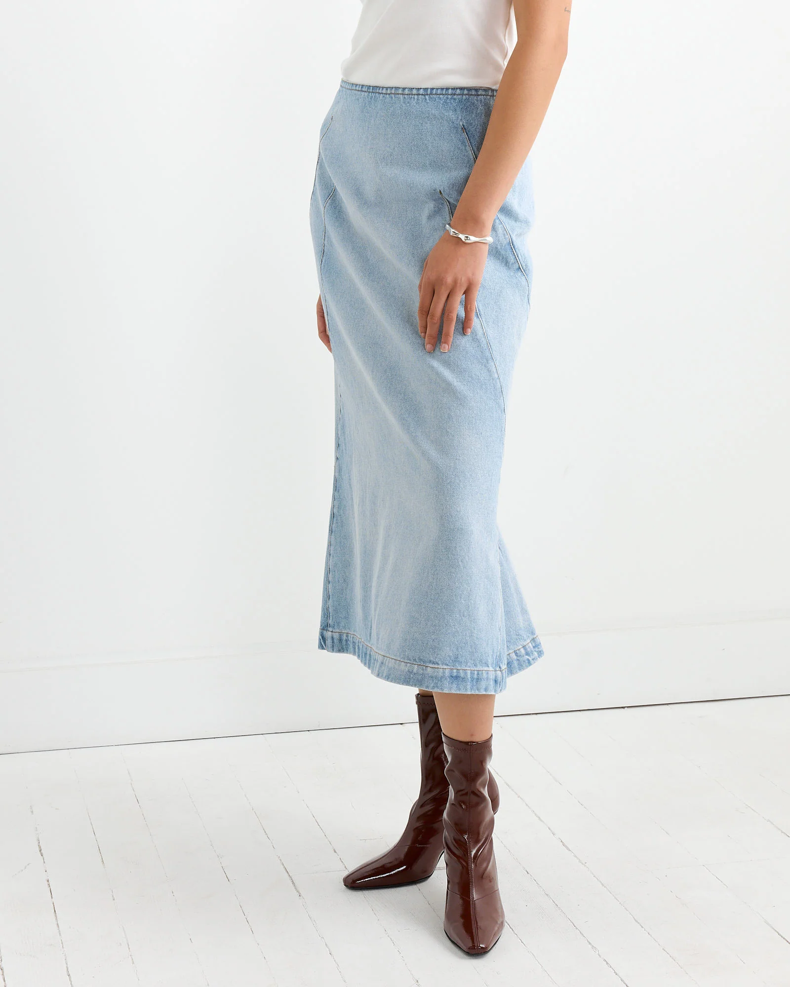 Denim Midi skirt in Light Blue - Image 3