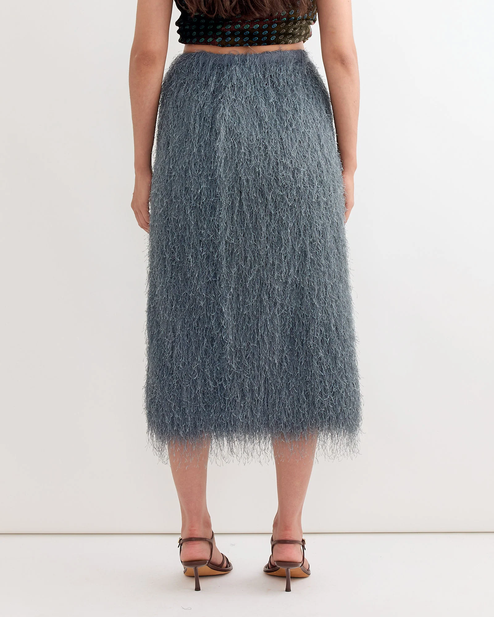 Fringed Skirt in Dark Grey - Image 3