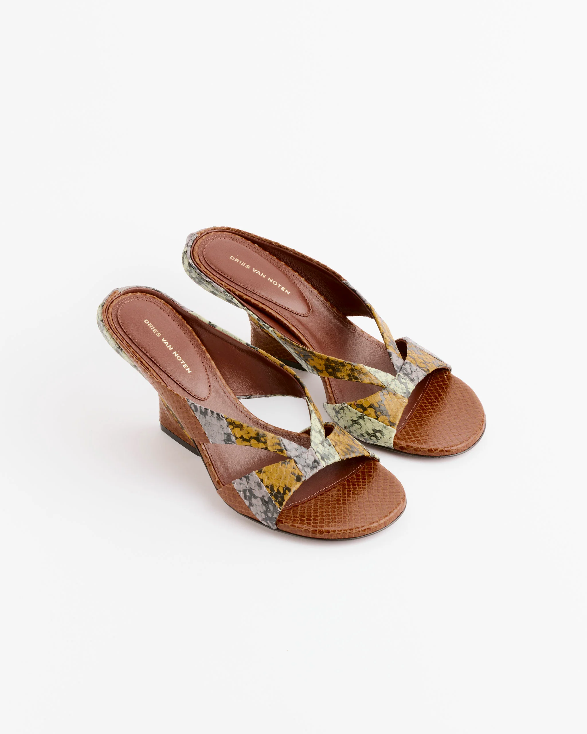 Snake Embossed Heel in Tan - Image 2