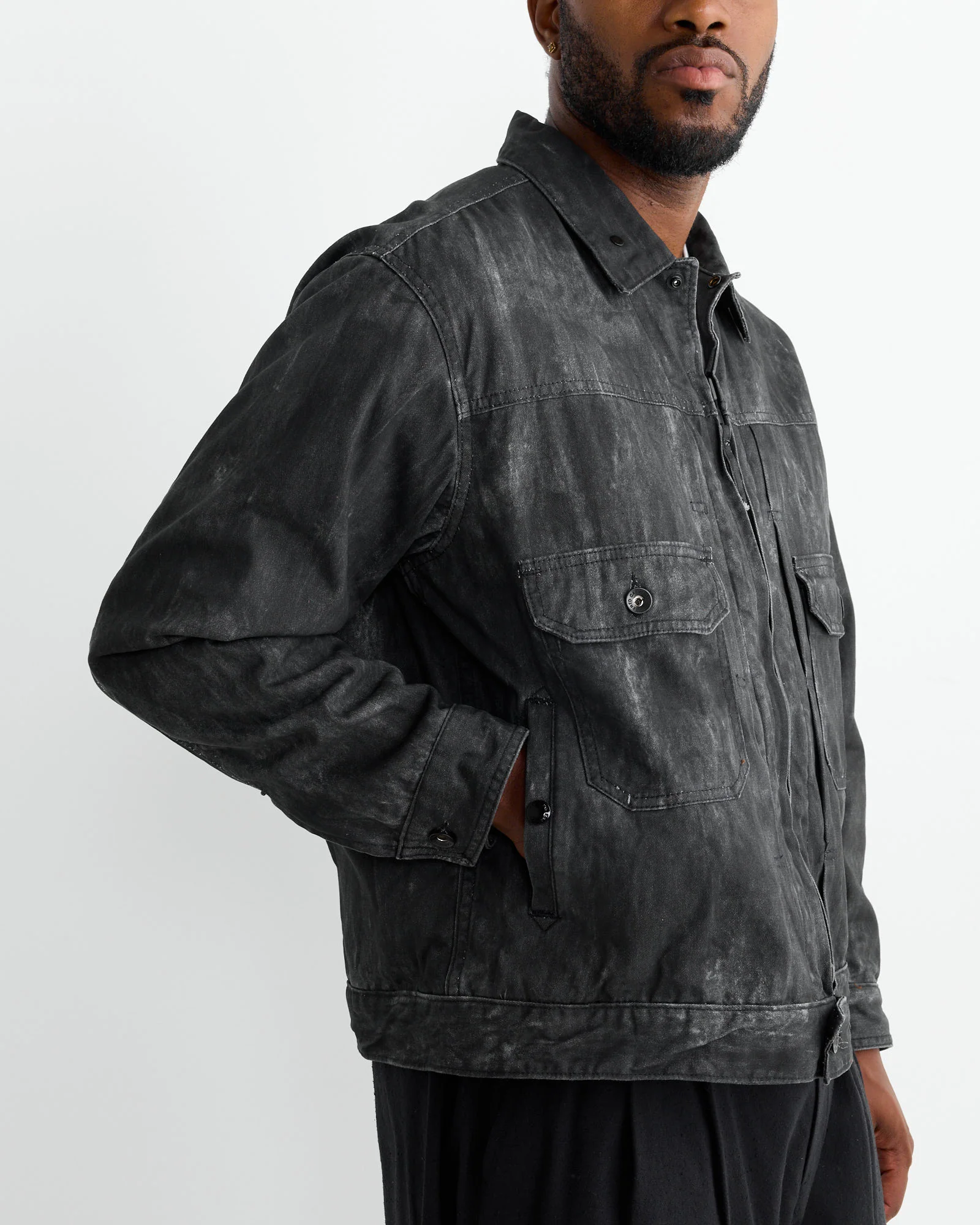 Trucker Jacket in Black - Image 3