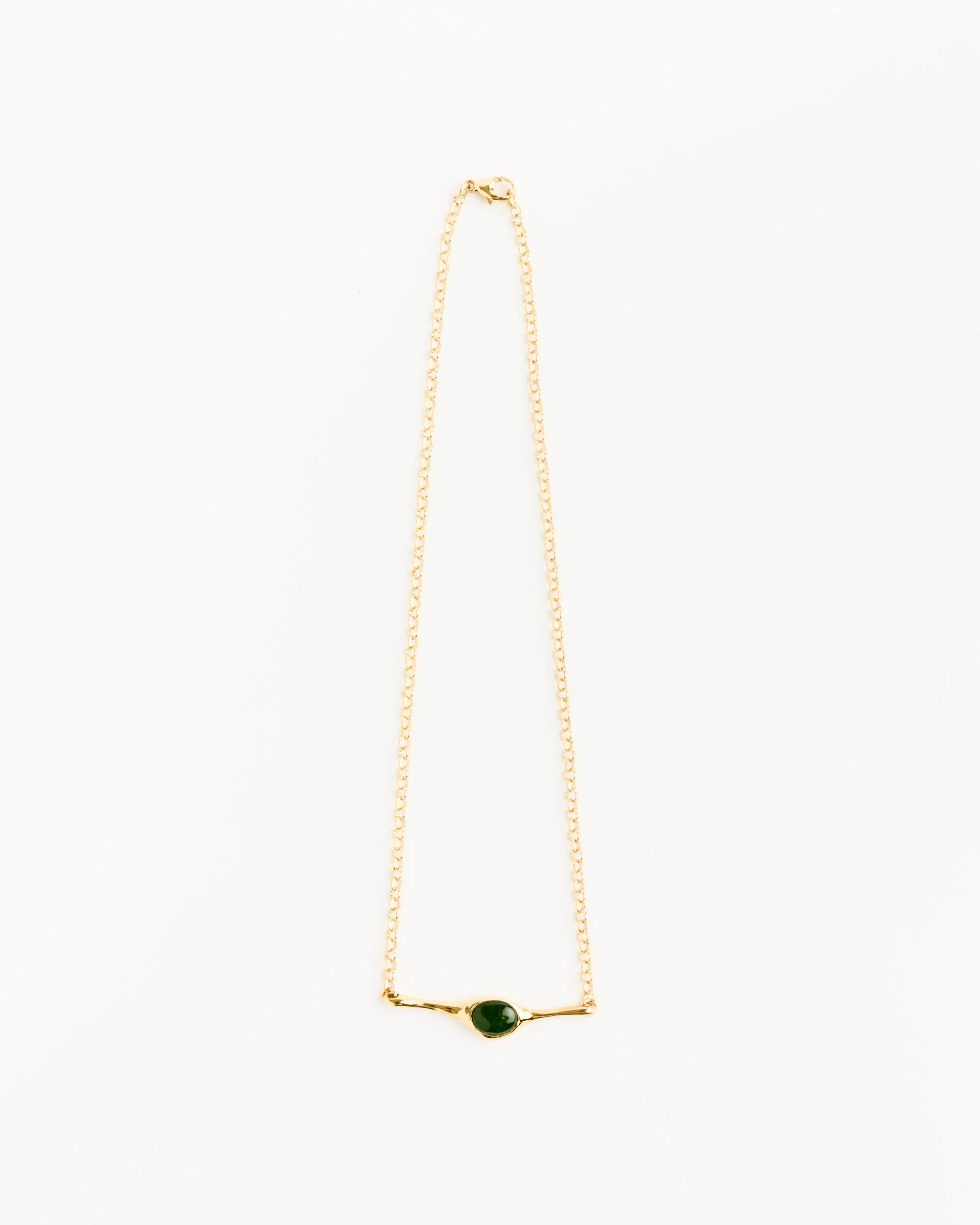 Faba Necklace in Gold Plated Bronze/Jade