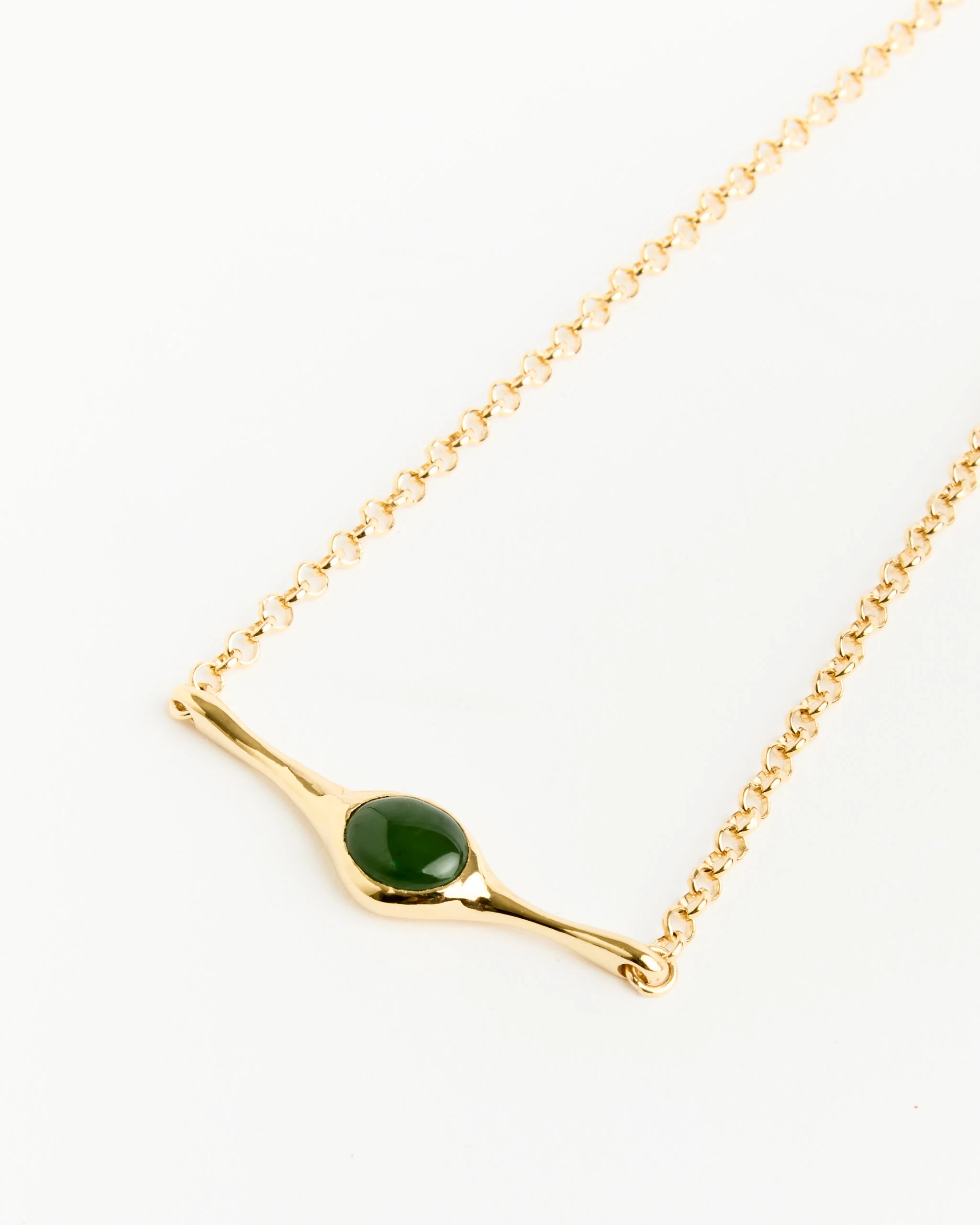 Faba Necklace in Gold Plated Bronze/Jade - Image 2