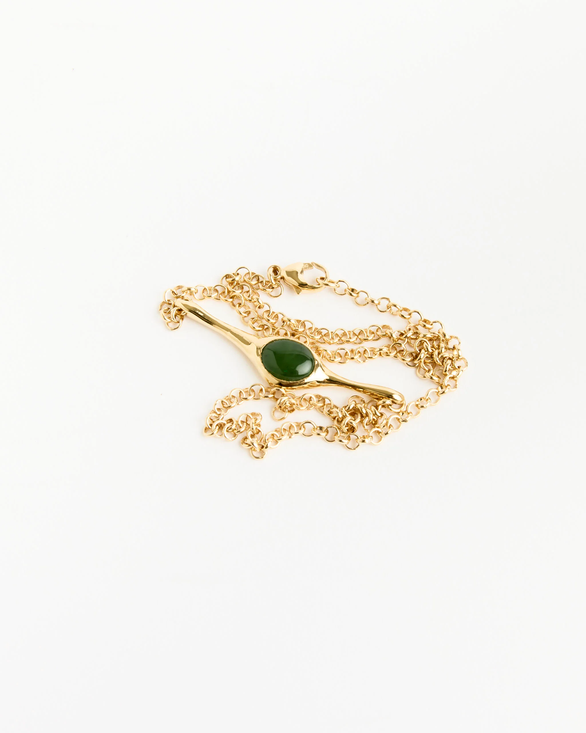 Faba Necklace in Gold Plated Bronze/Jade - Image 3