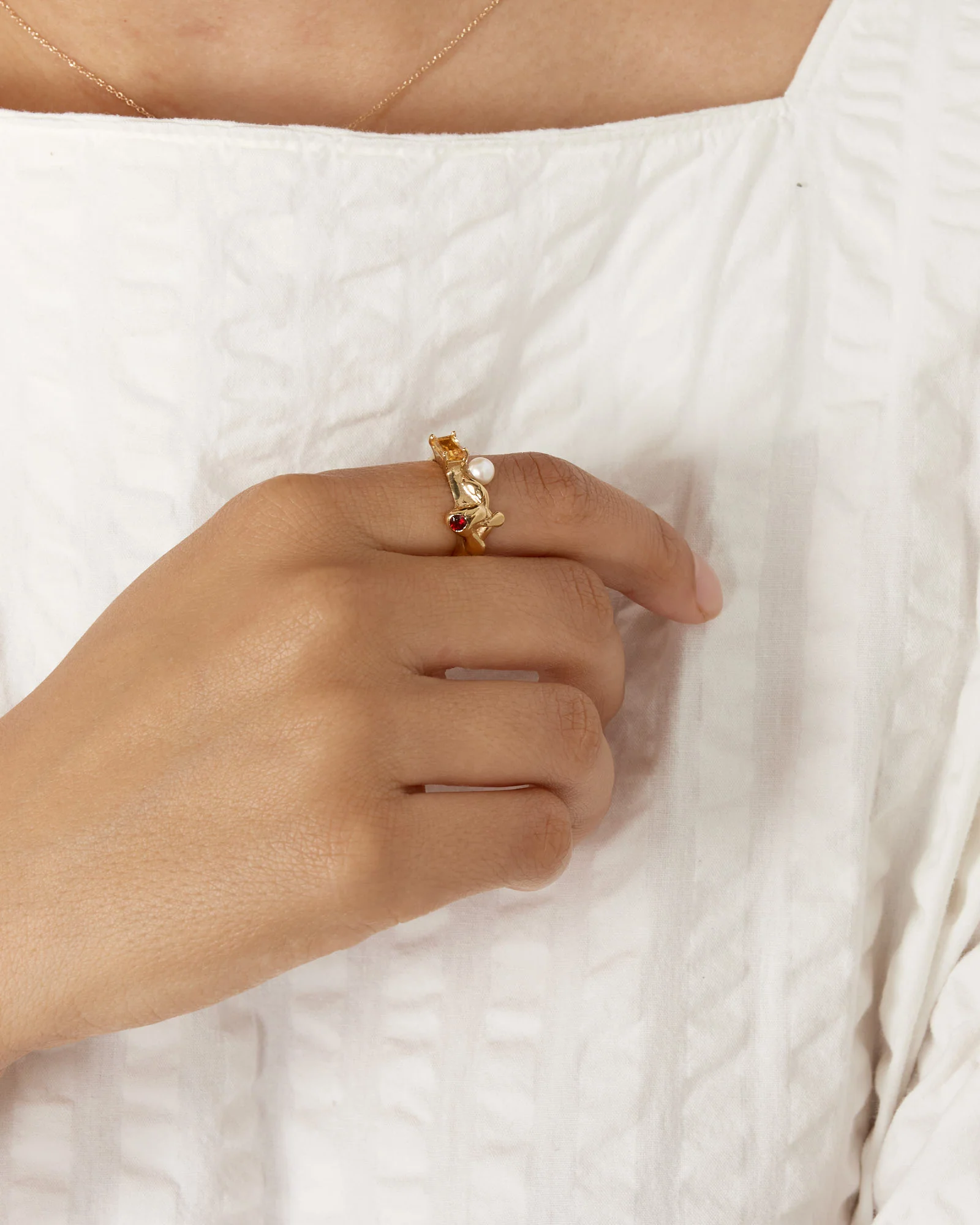 Menage Ring in 14K Gold/Citrine/Garnet - Image 4