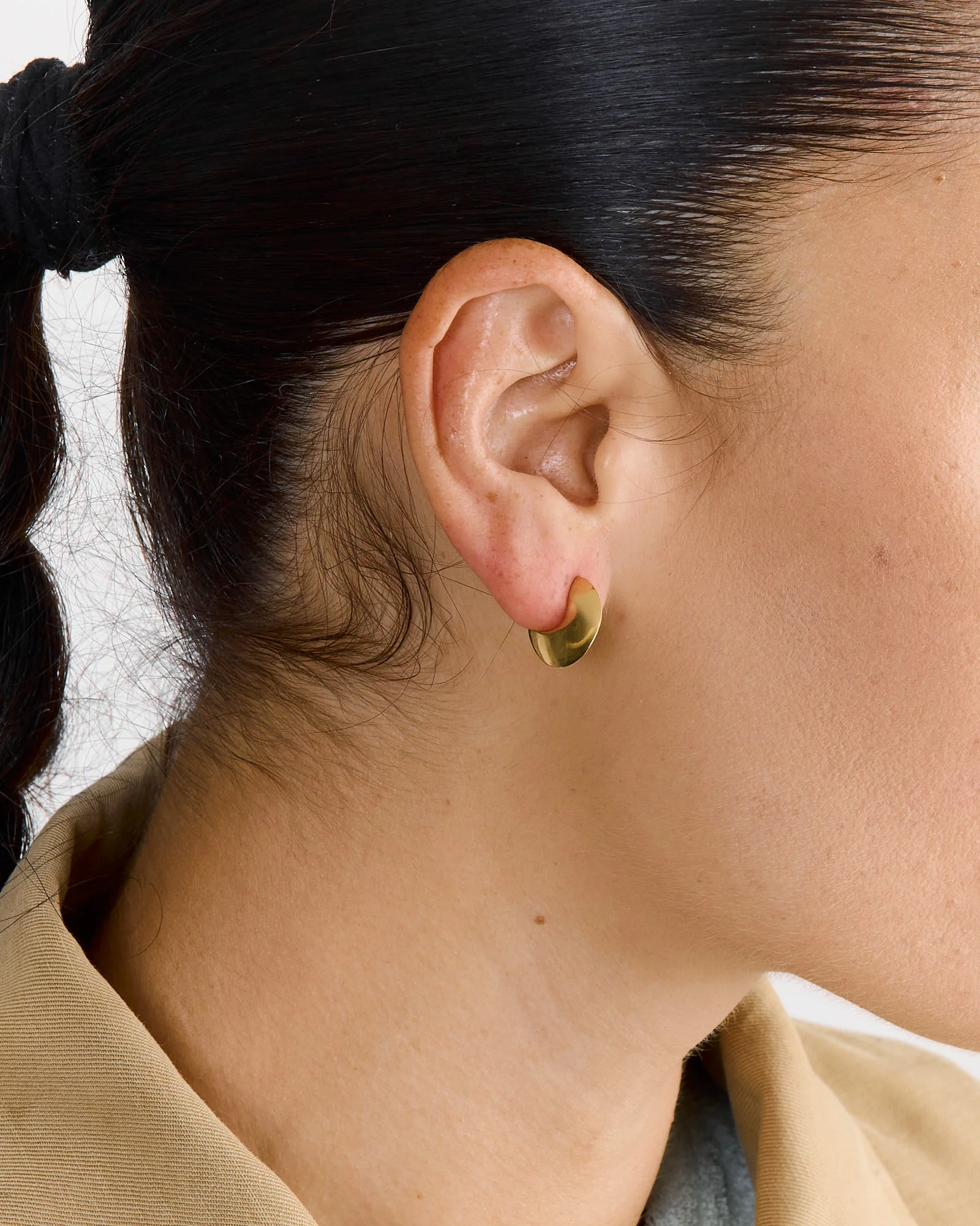 Mini Saucer Hoops in Gold Plated Bronze - Image 2