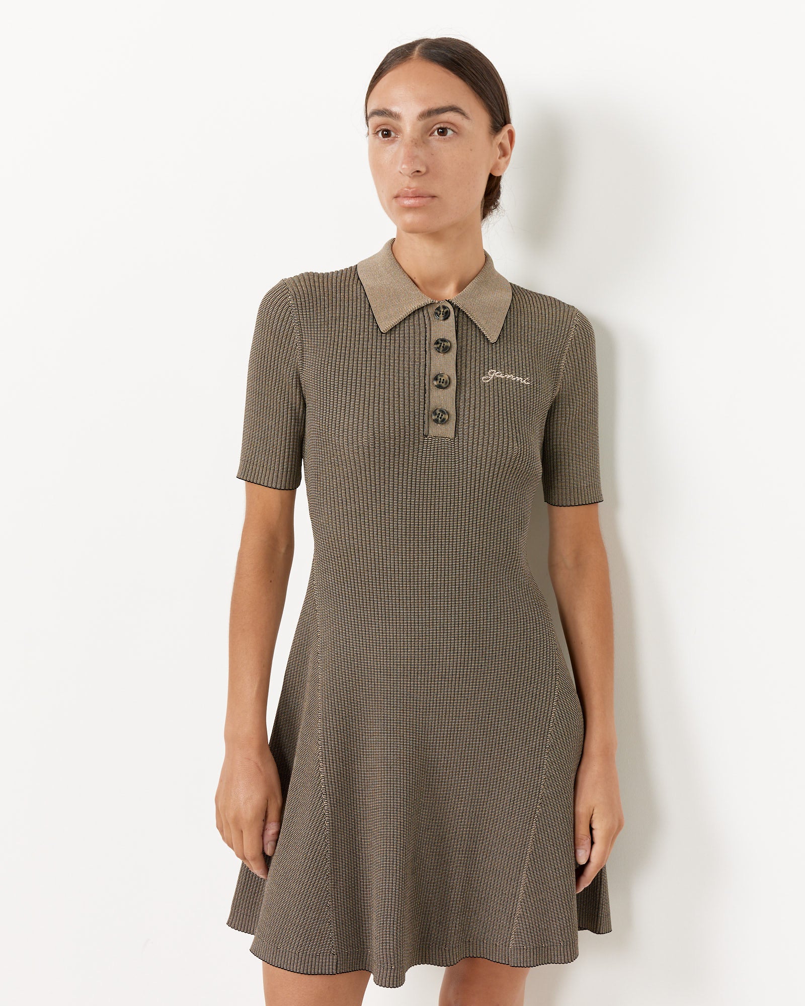 Melange Knit Mini Dress in Safari - Image 2