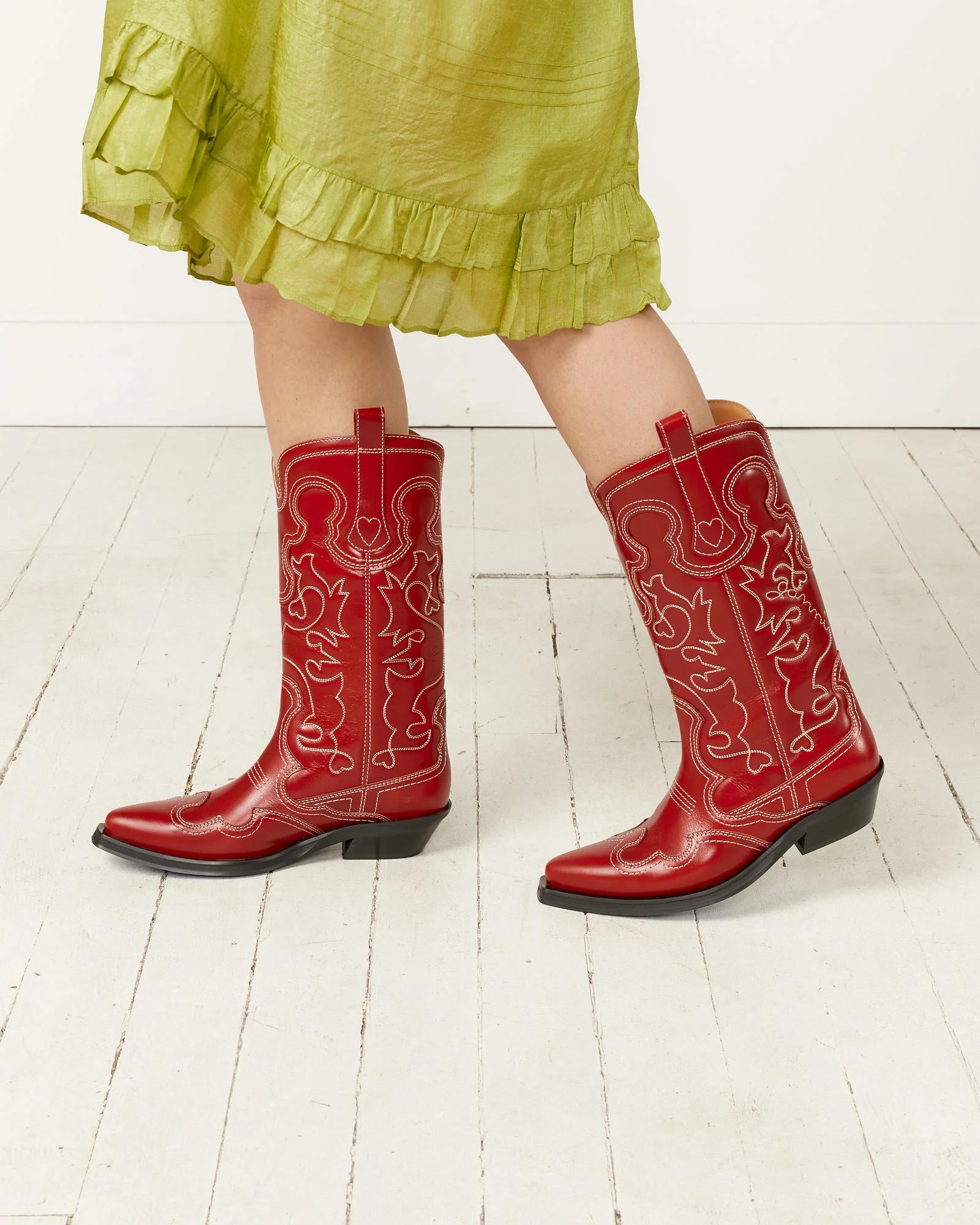 Mid Shaft Embroided Western Boot - Image 4