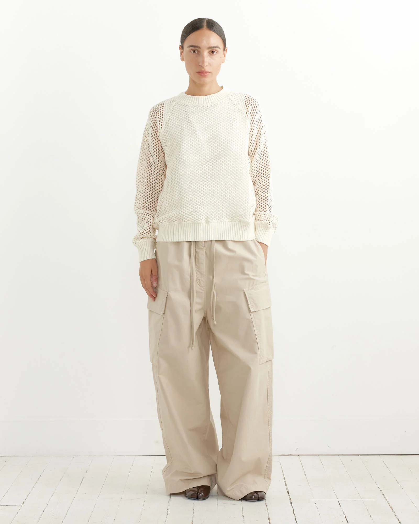 Boxy Knitted Sweater in Off White - Image 2