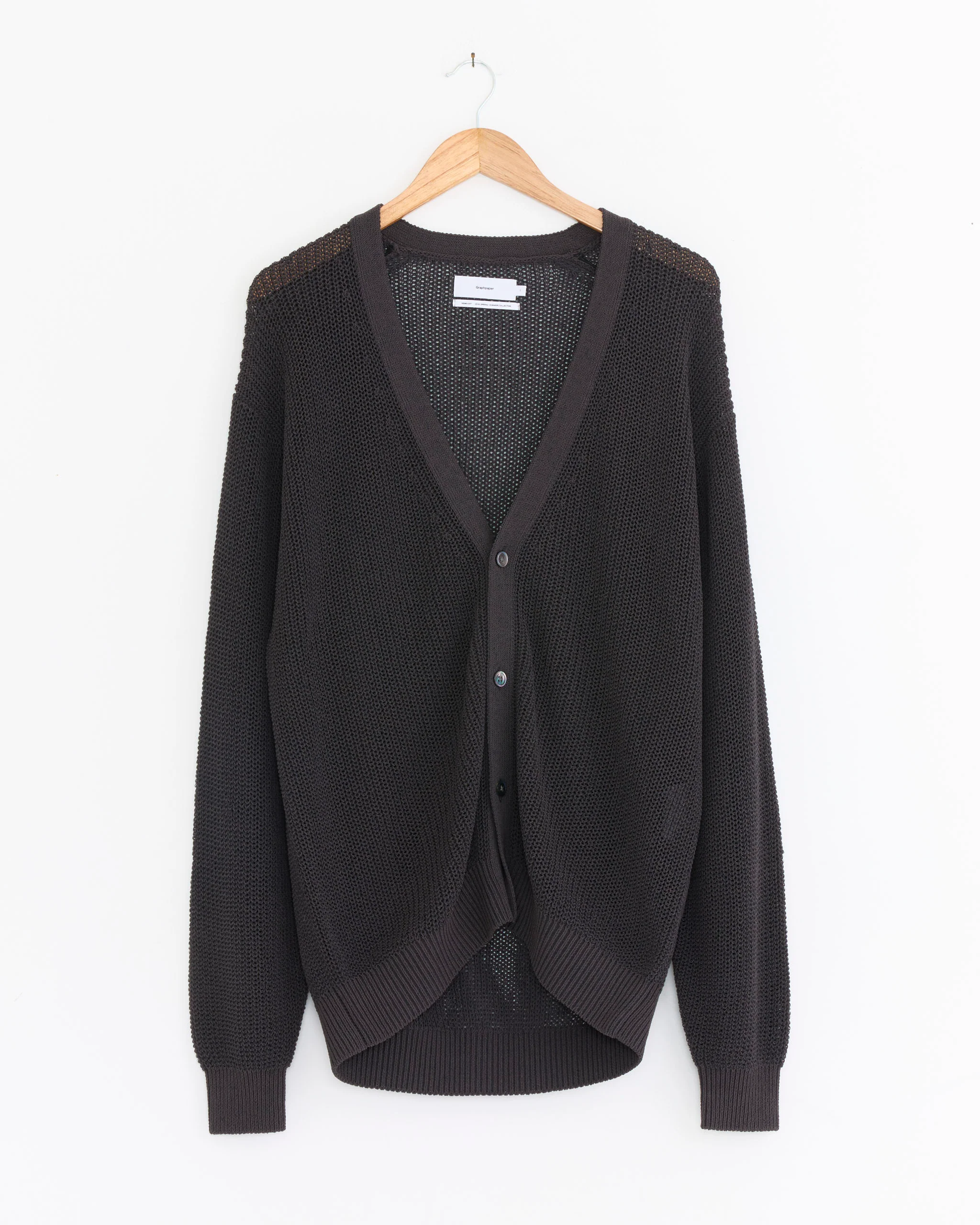 Coiled Wool Nylon Cardigan in Charcoal
