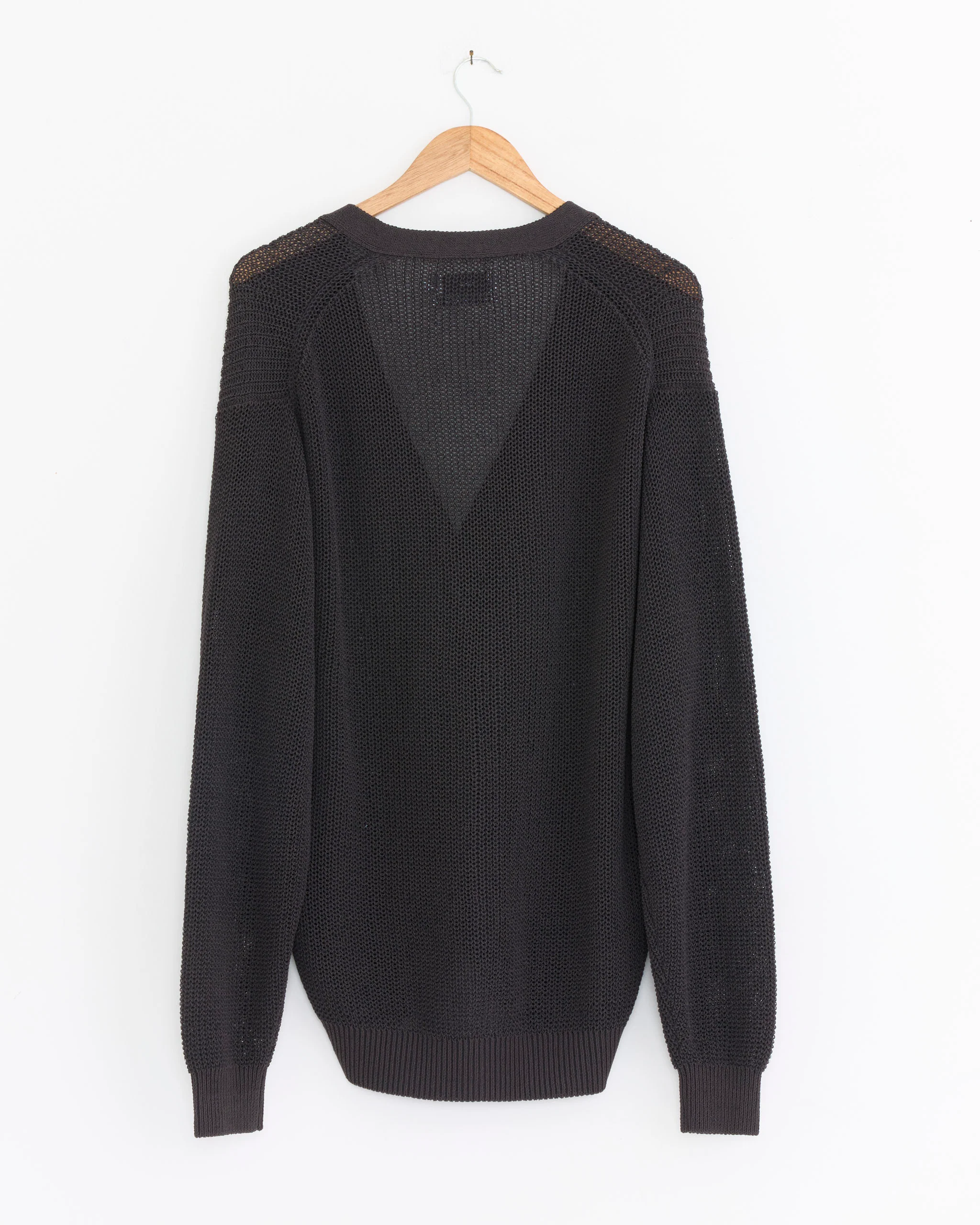 Coiled Wool Nylon Cardigan in Charcoal - Image 3