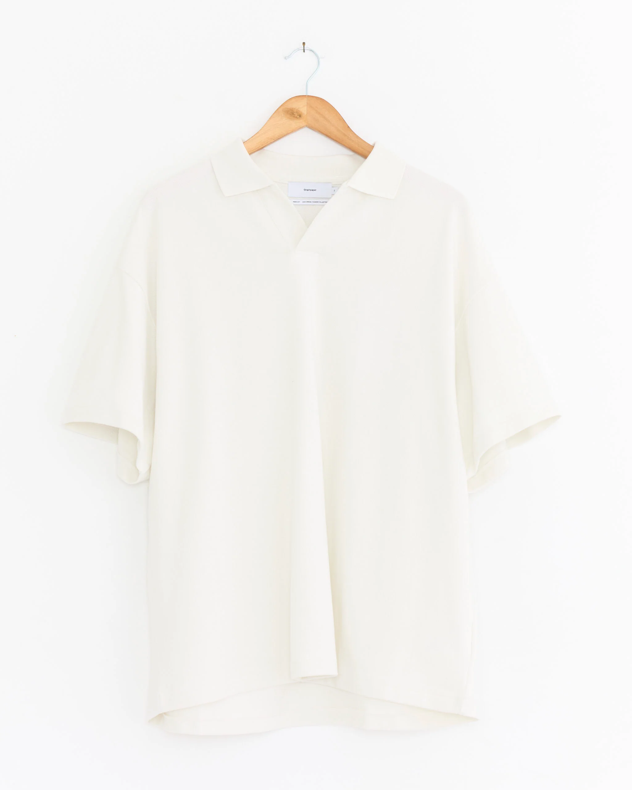 Cotton Pique Jersey Skipper Polo in Pearl White