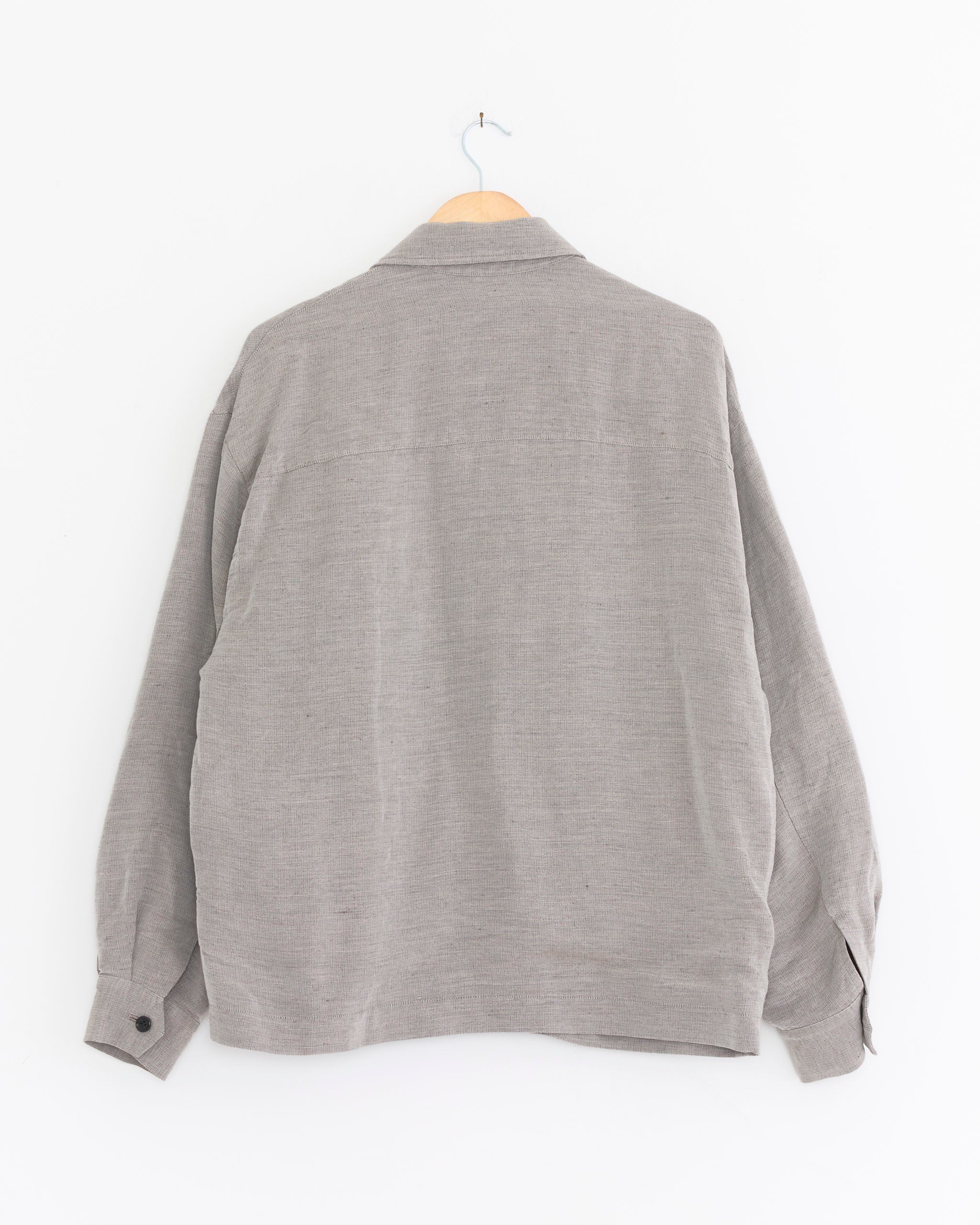 Linen Cupronickel Hopsack Harrington Jacket in Taupe - Image 3