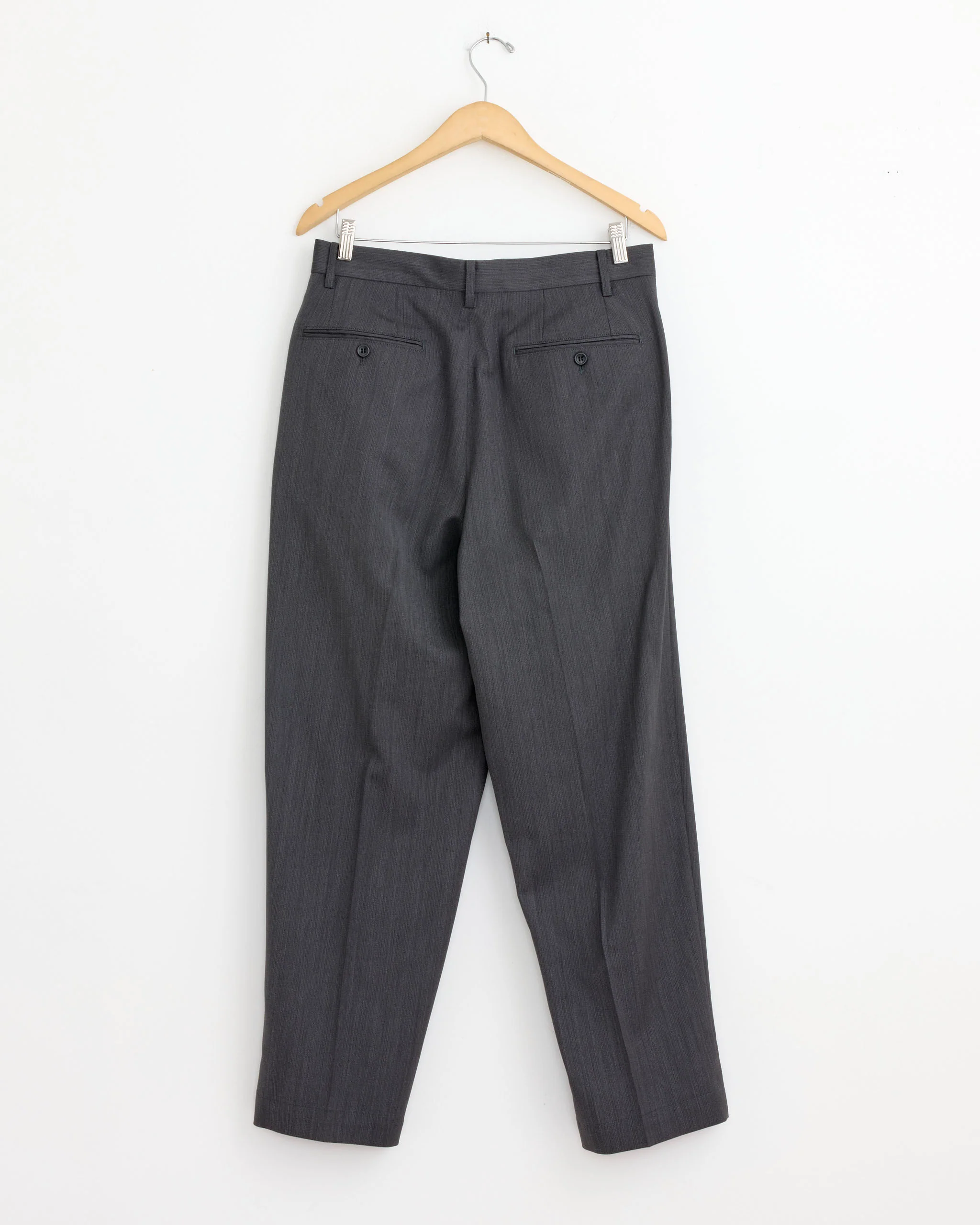 Melange Herringbone Pleated Wide Trouser in Grey - Image 2