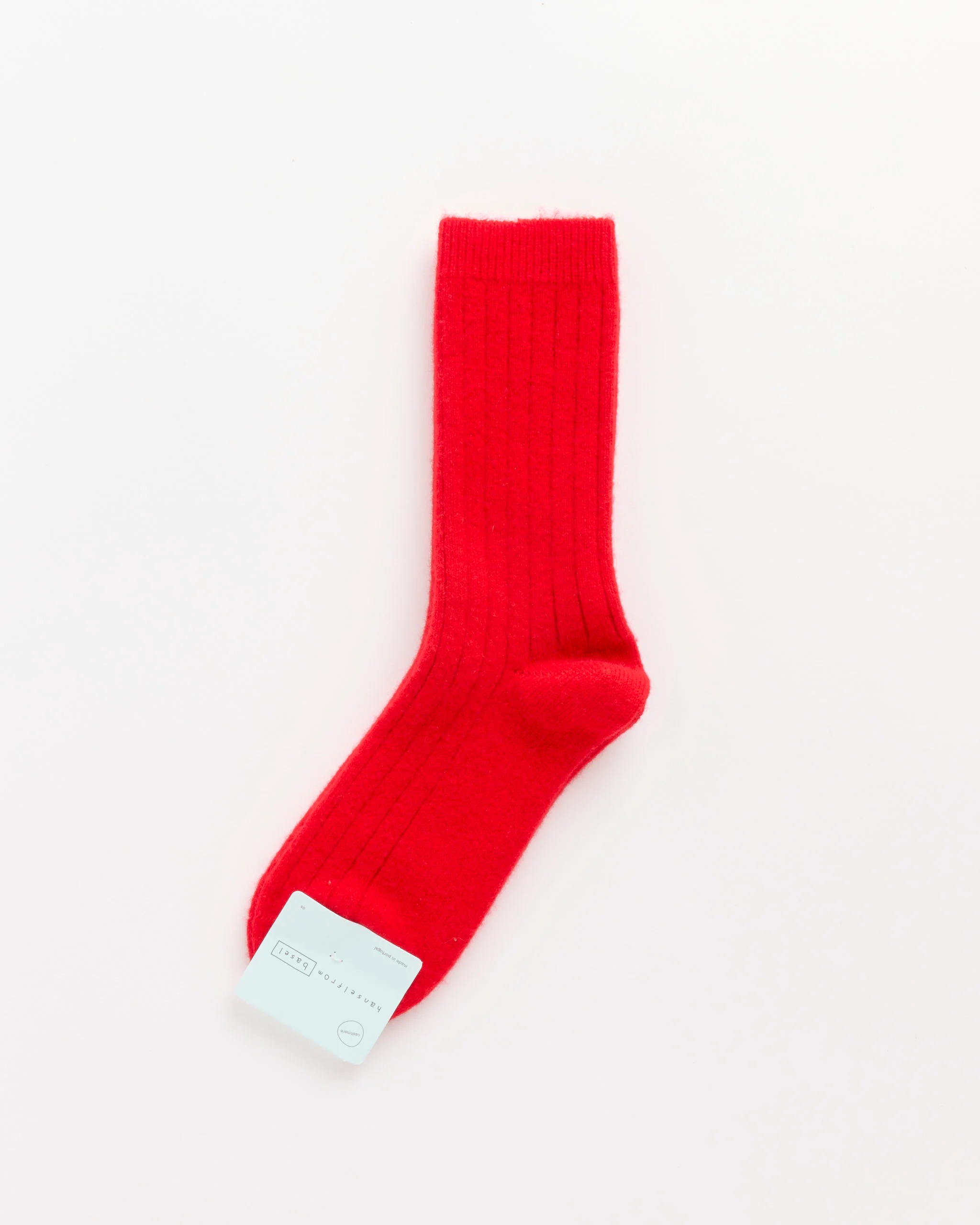 Italian Cashmere Cozy Rib Crew in Scarlet