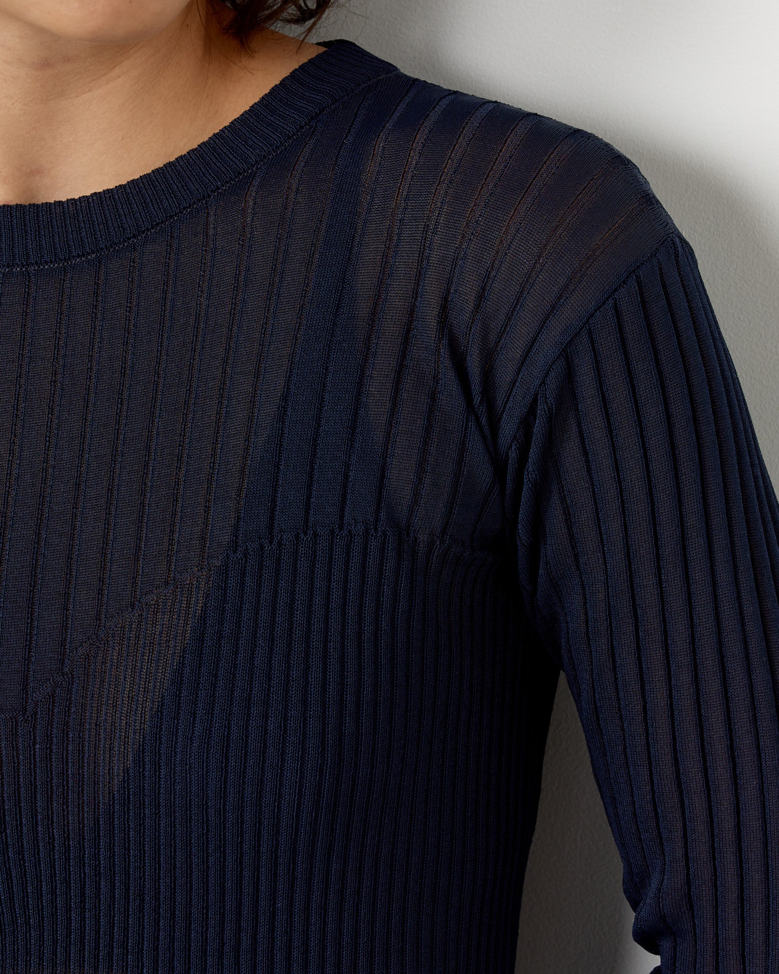 Bell Knit Blouse in Navy - Image 4