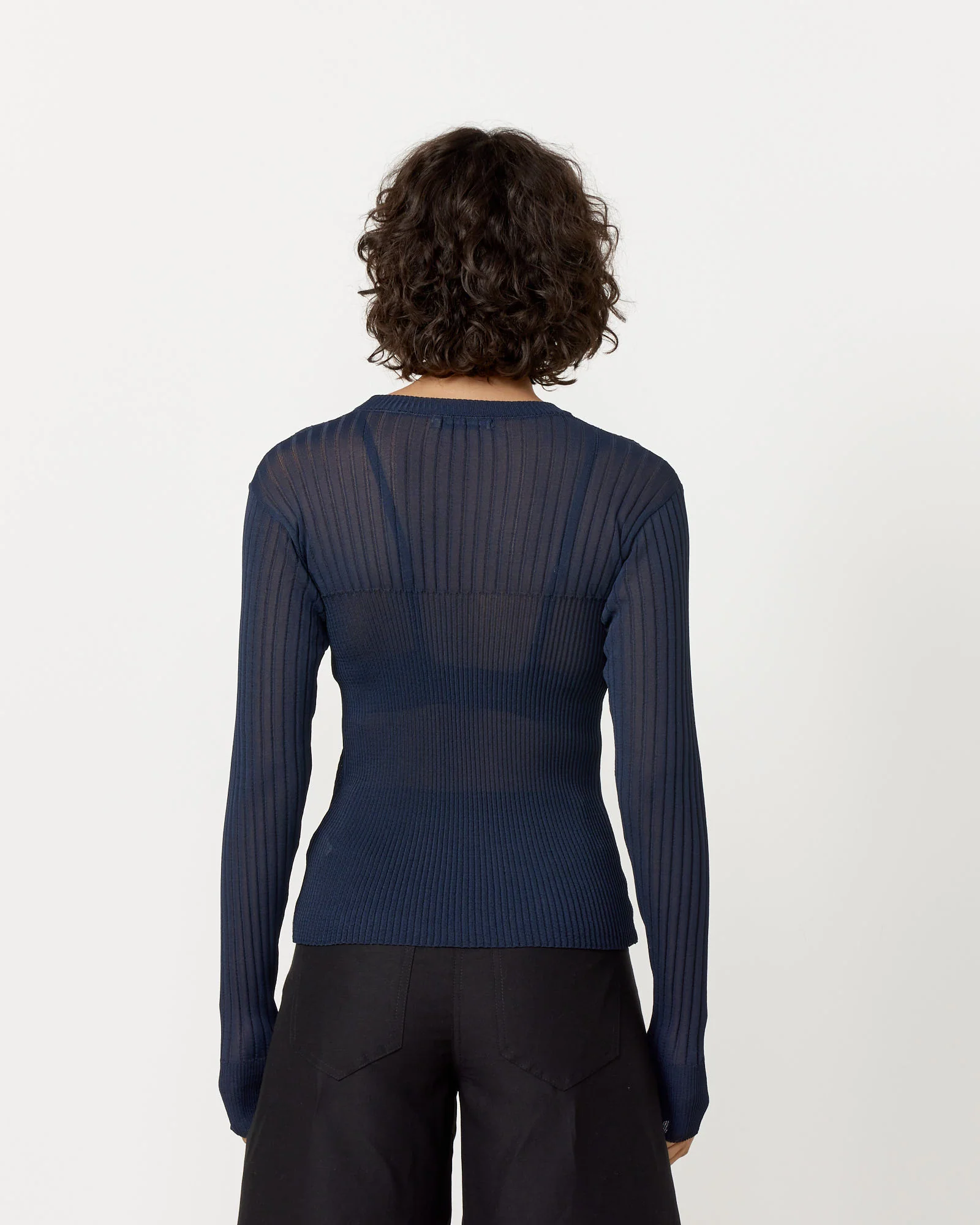 Bell Knit Blouse in Navy - Image 5