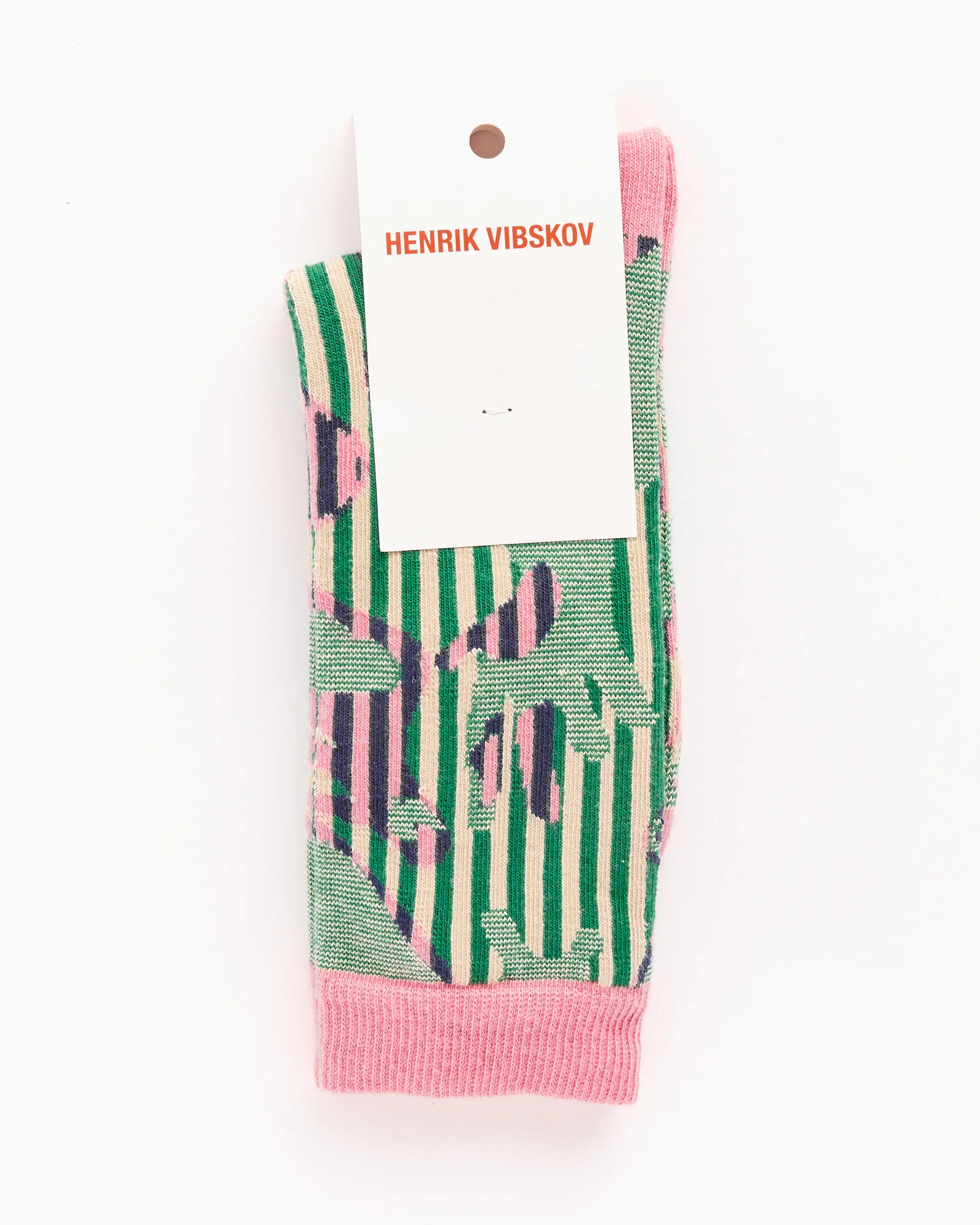 Handsome Hands Socks in Pink Green Grid