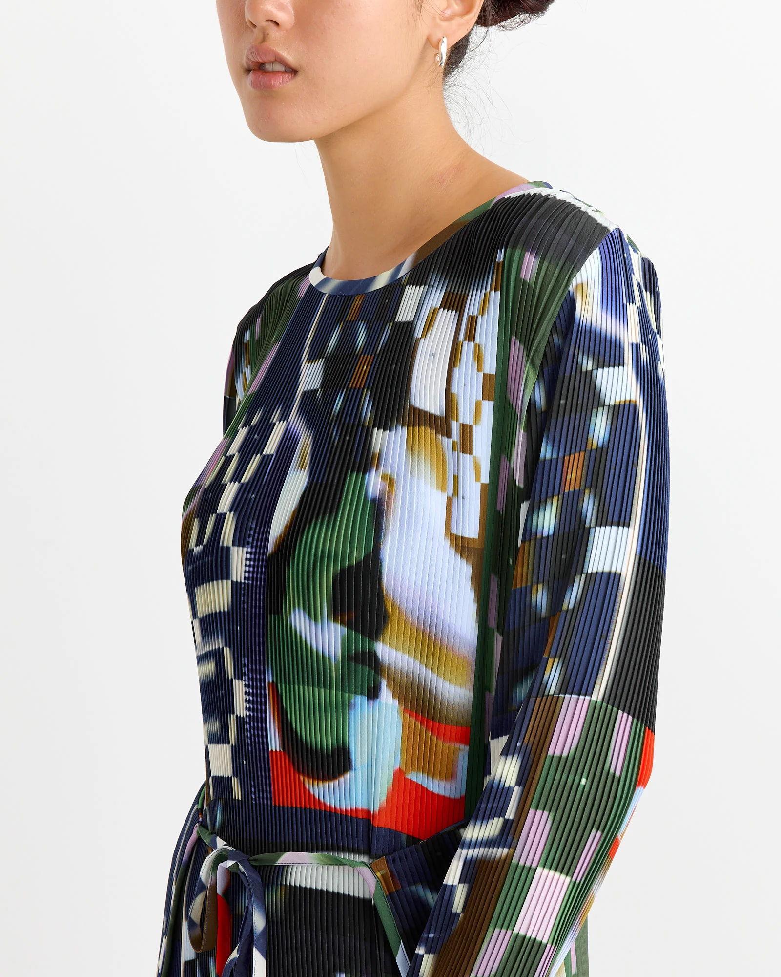 Knight Plisse Dress in Kaleidoscope Tetris - Image 5