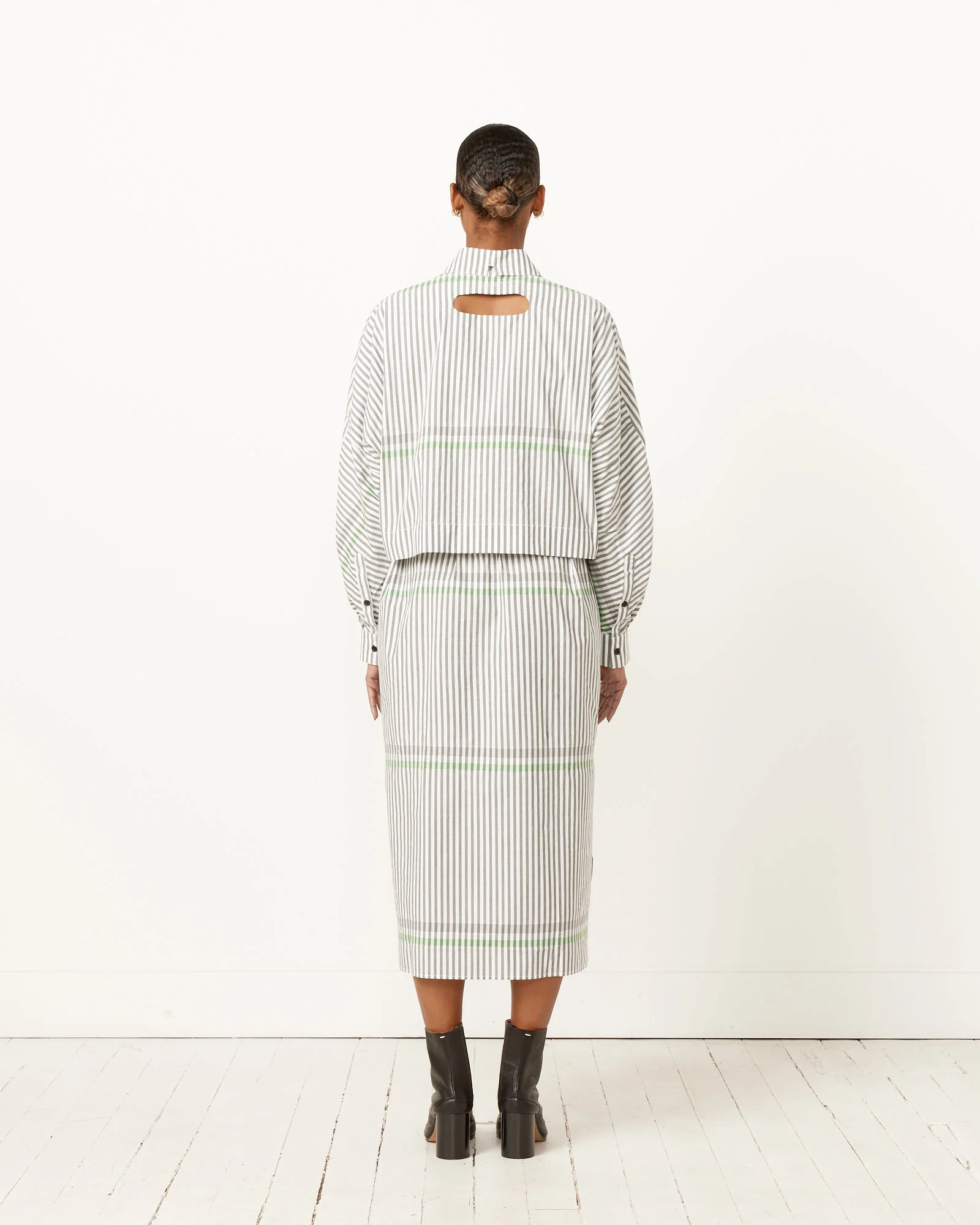 Parcel Stripes Dress in Black/White - Image 2