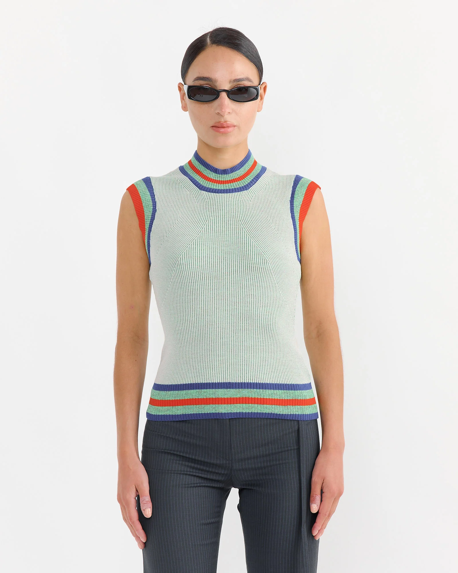 Scuba Knit Top in Green Beige