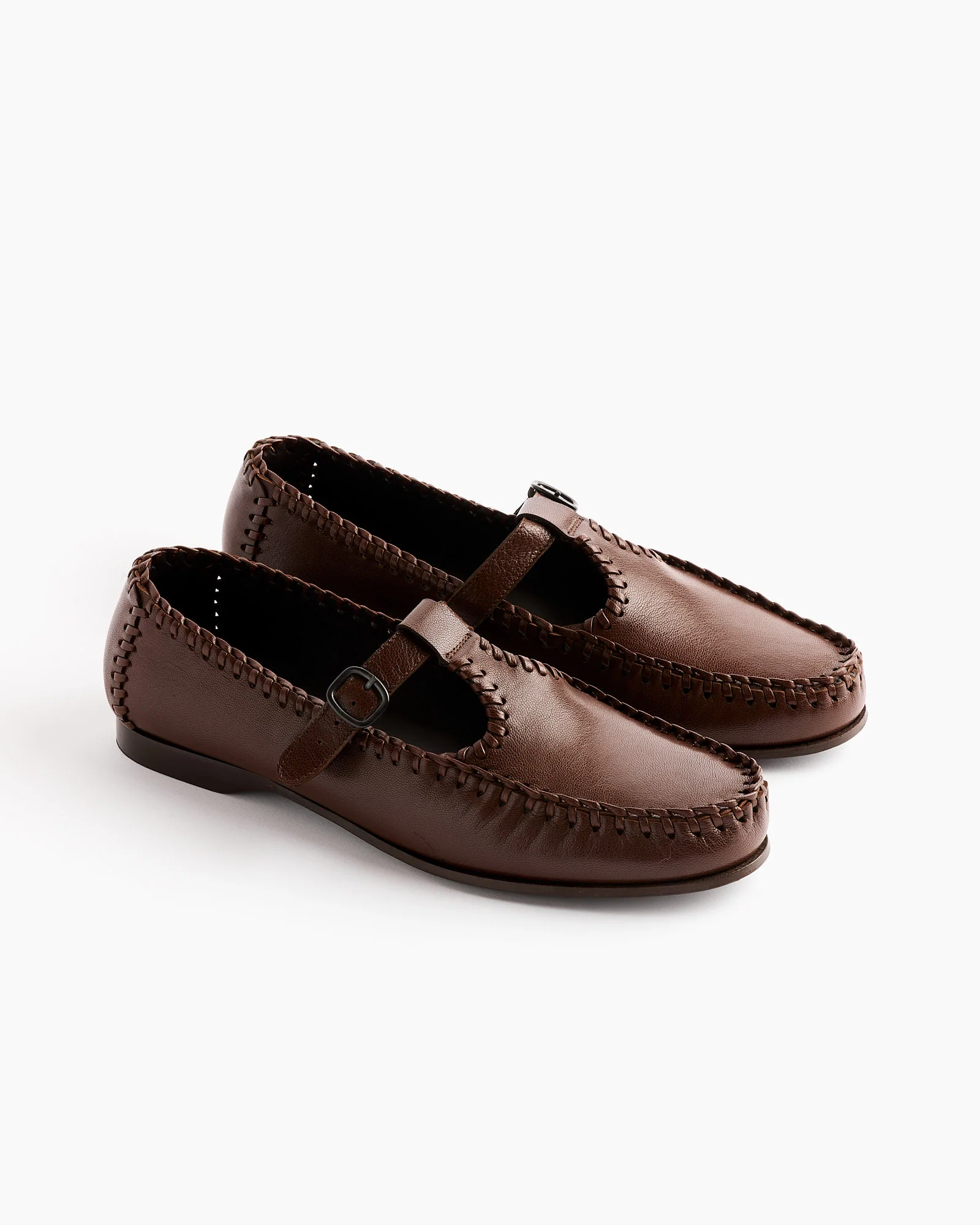 Alcover Supple Shiny T-Bar Loafer in Chestnut - Image 2